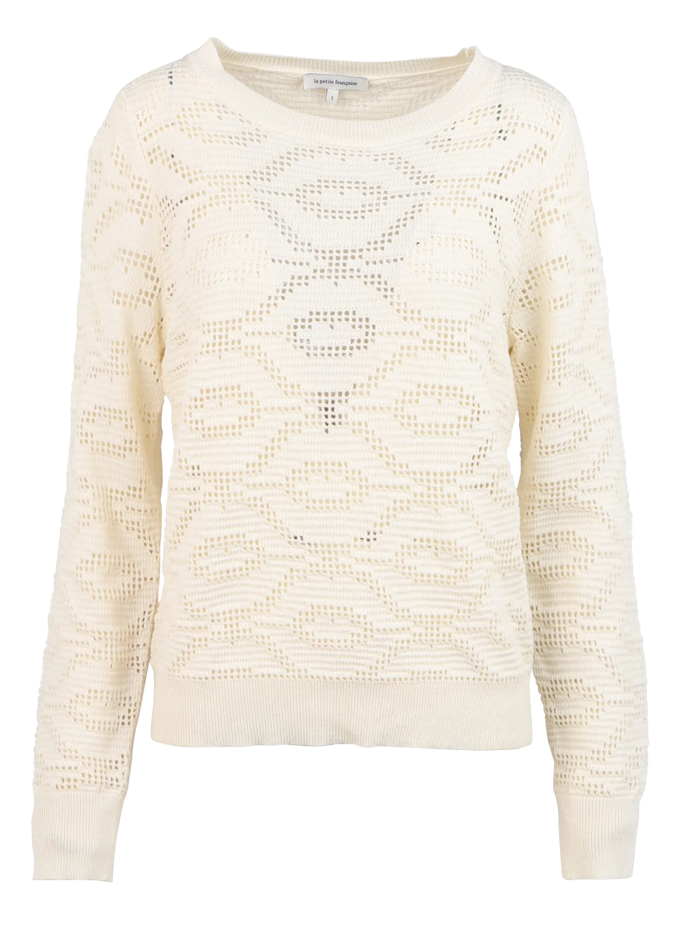Pull col rond ajouré en coton mélangé Blanc PERPLEXE