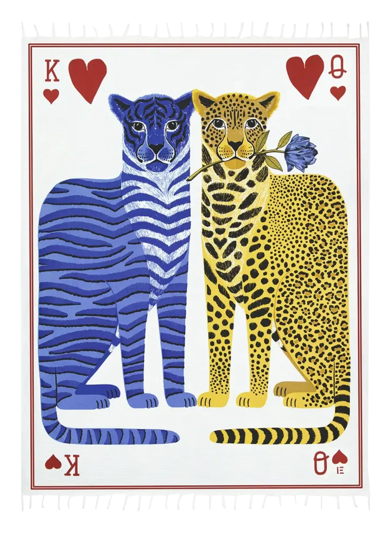 Fouta en coton imprimé Blanc KING & QUEEN