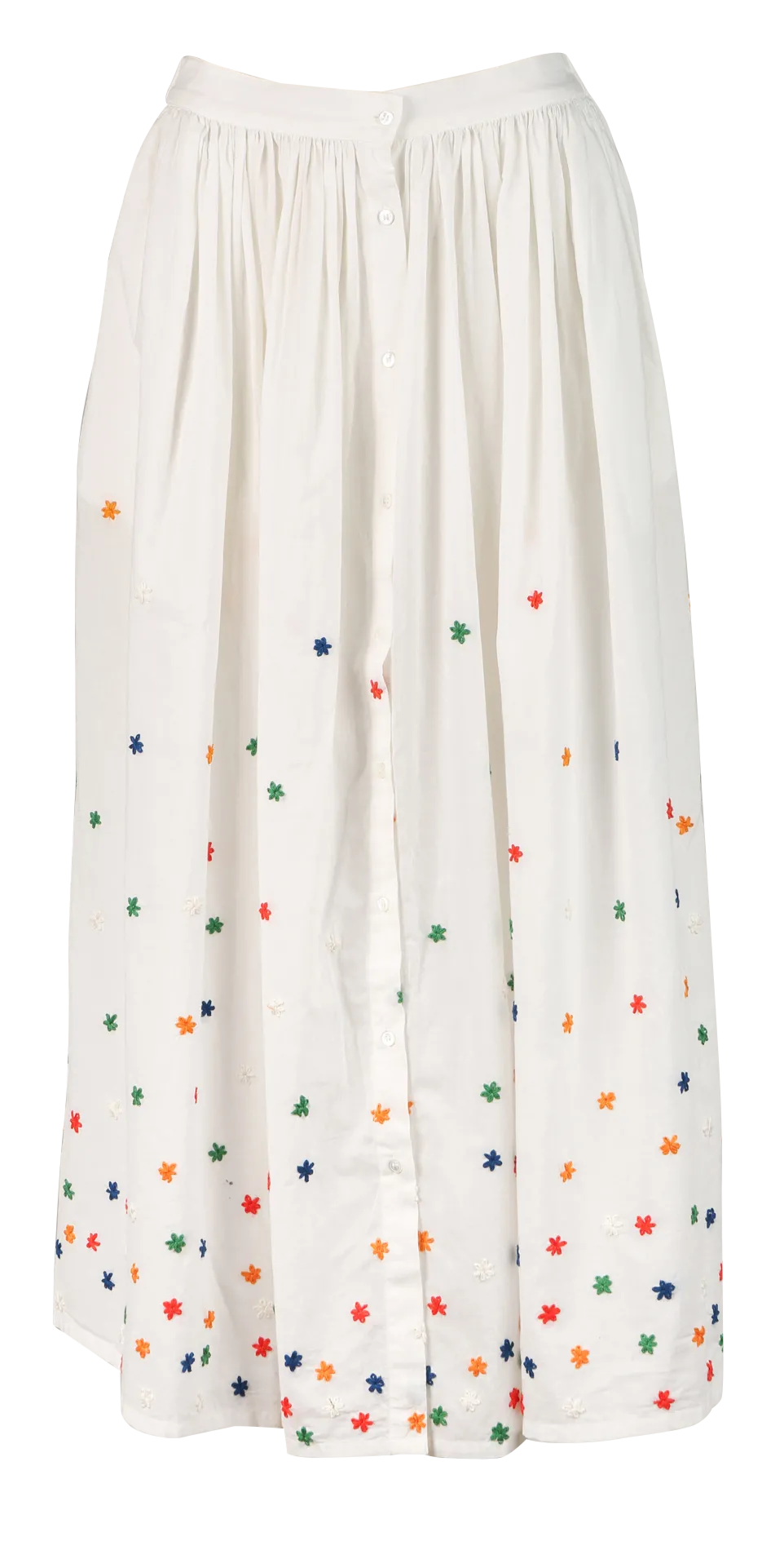 Jupe longue en coton brodé Blanc MATA SKIRT