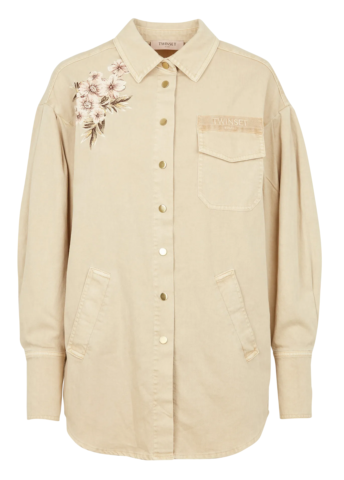 Veste en gabardine de coton mélangé Beige