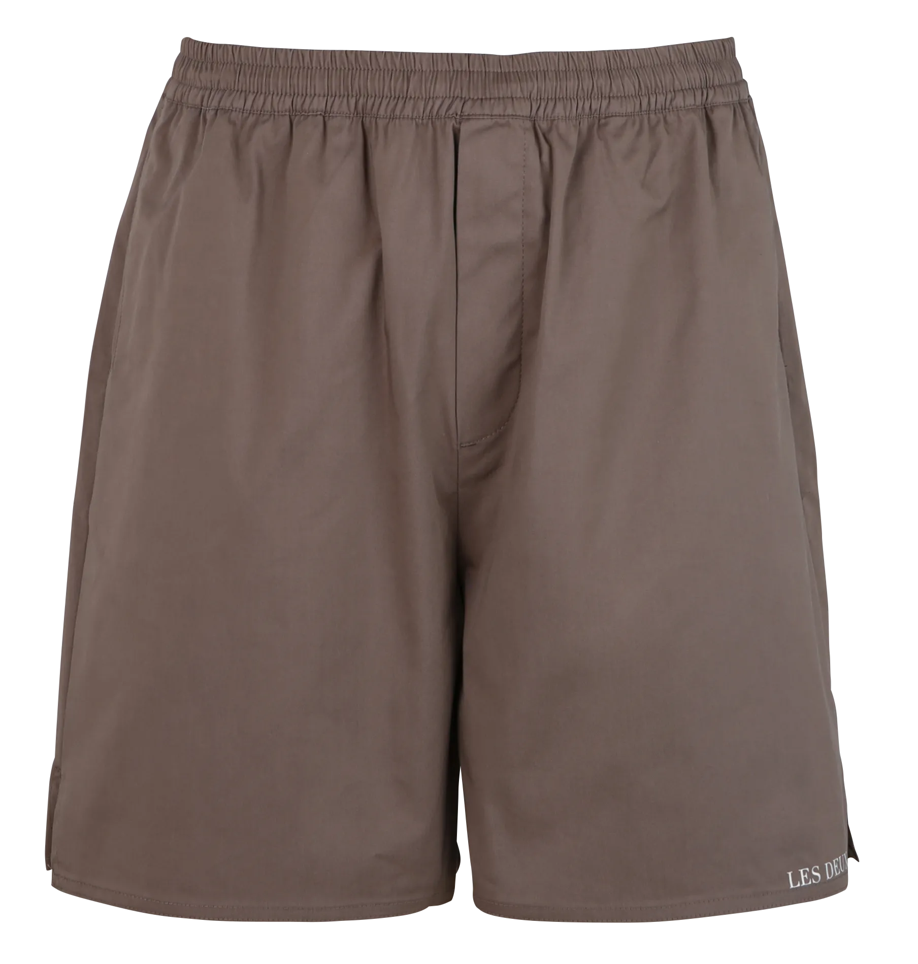 Short à taille élastiquée en coton mélangé Marron