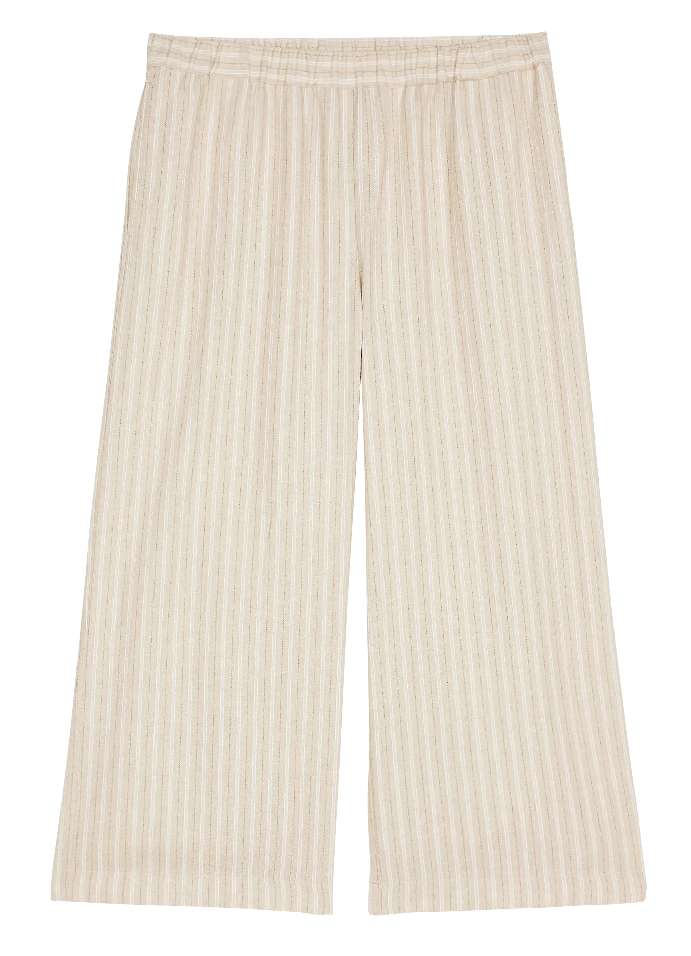 Pantalon large à rayures en coton mélangé Beige RECALE
