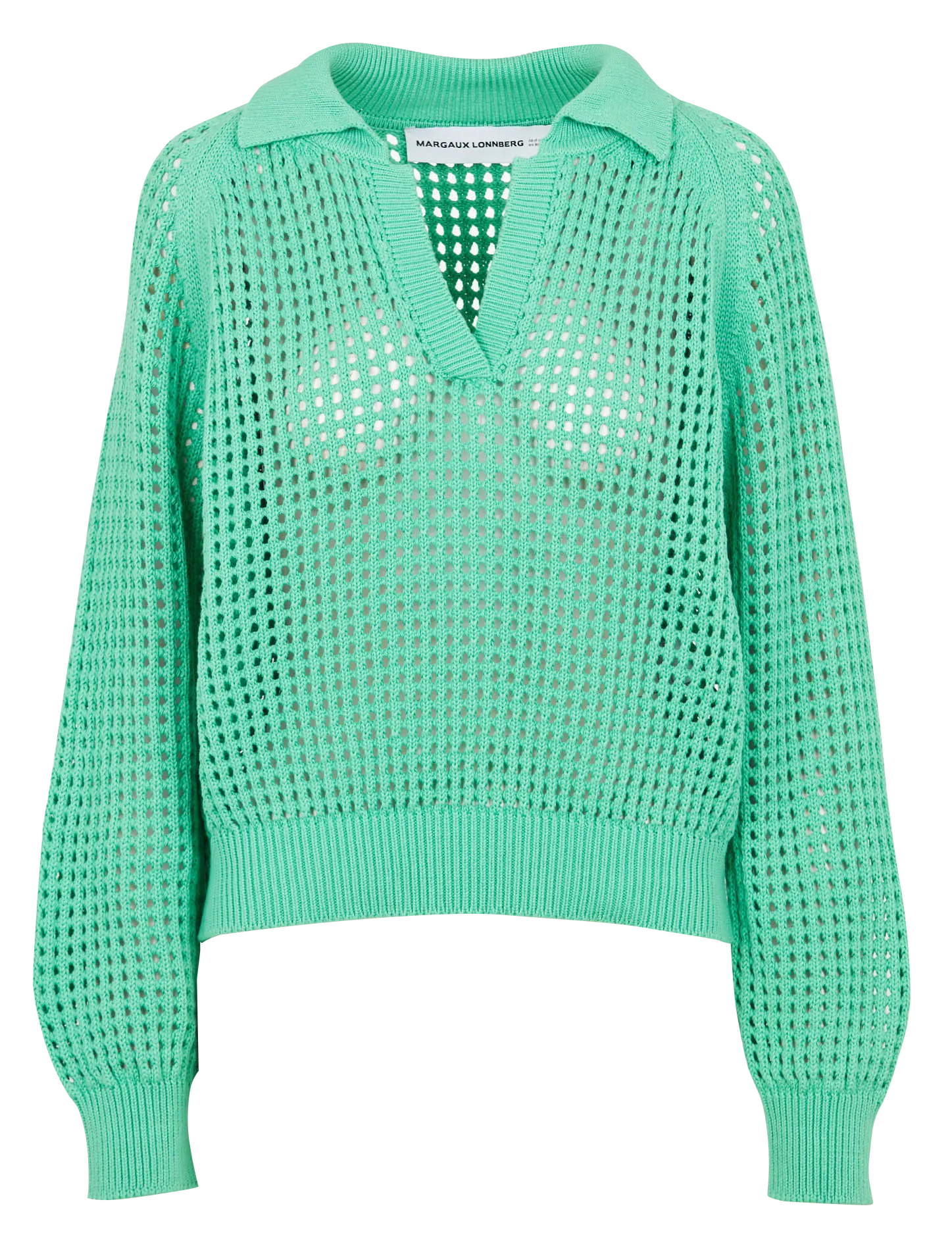 Pull à col classique ample en coton Vert MORRIS