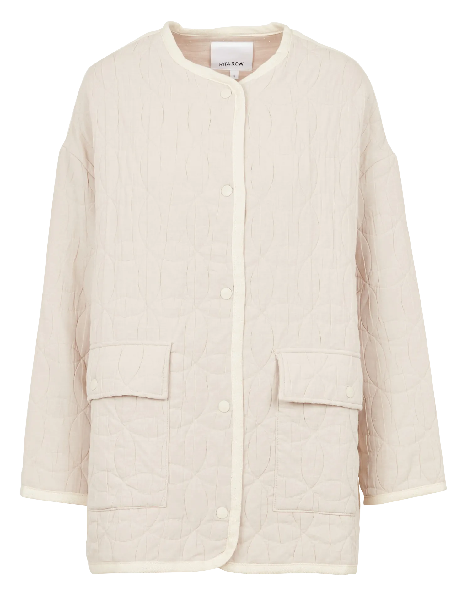 Veste col rond en coton mélangé Blanc INDIRA