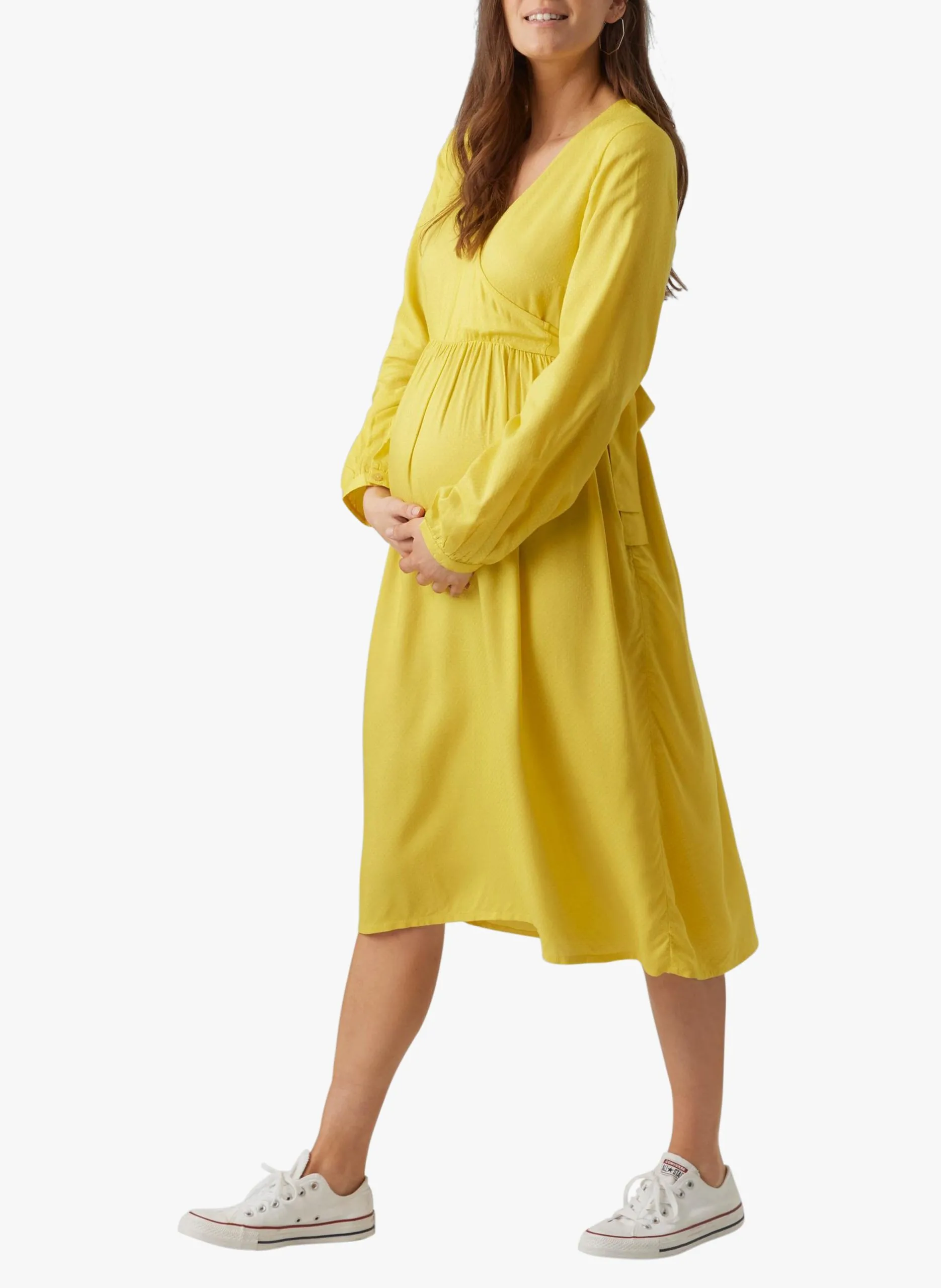 Robe cache-c?ur midi Jaune RAMONE