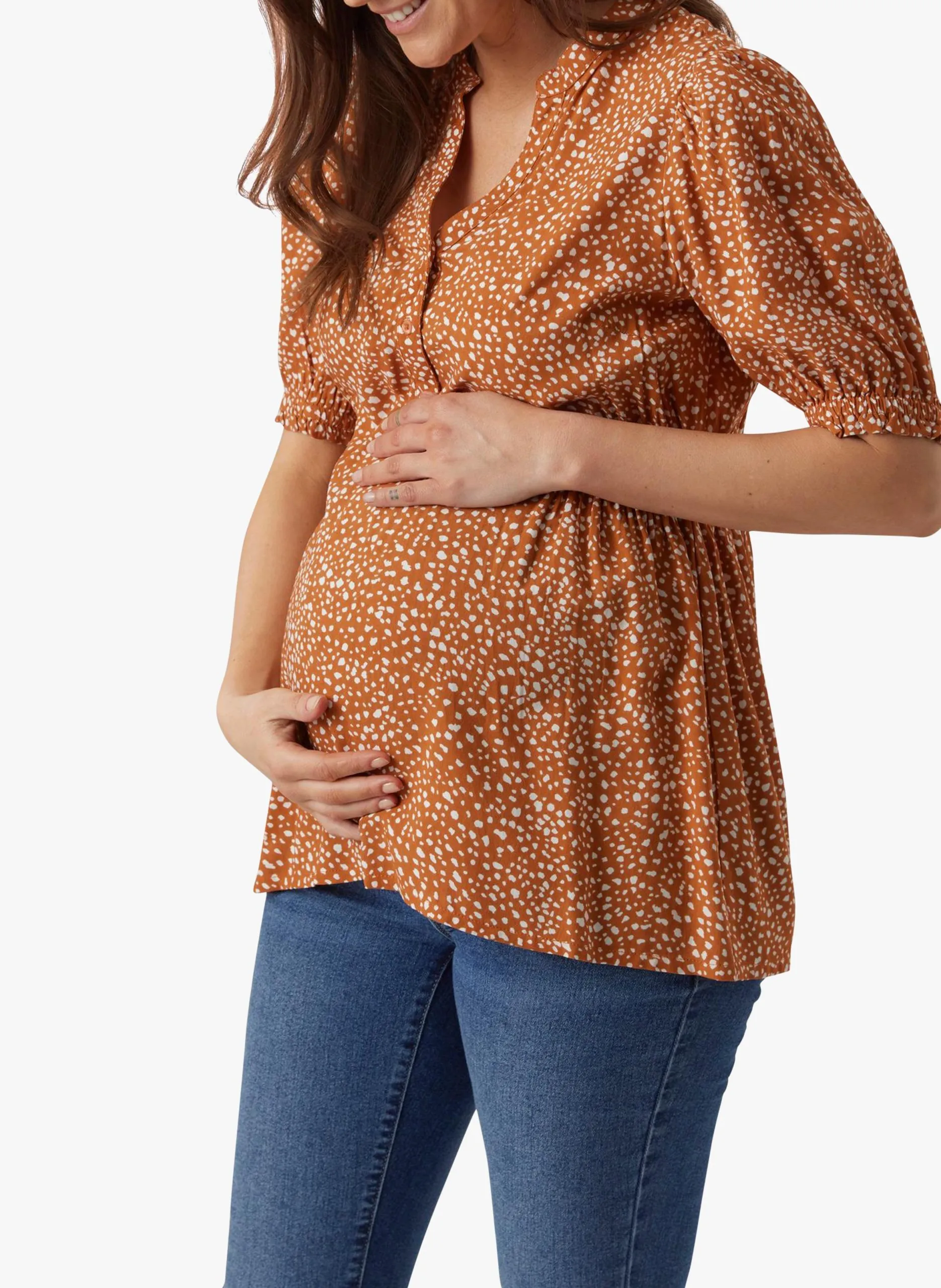 Top encolure en V imprimé Marron HELLA