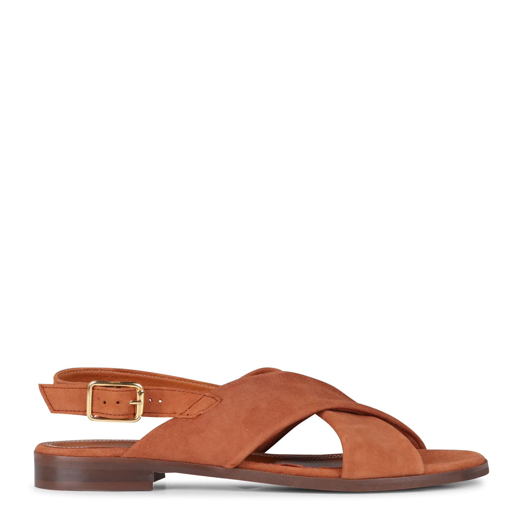 Sandales plates en cuir Marron AXELLE