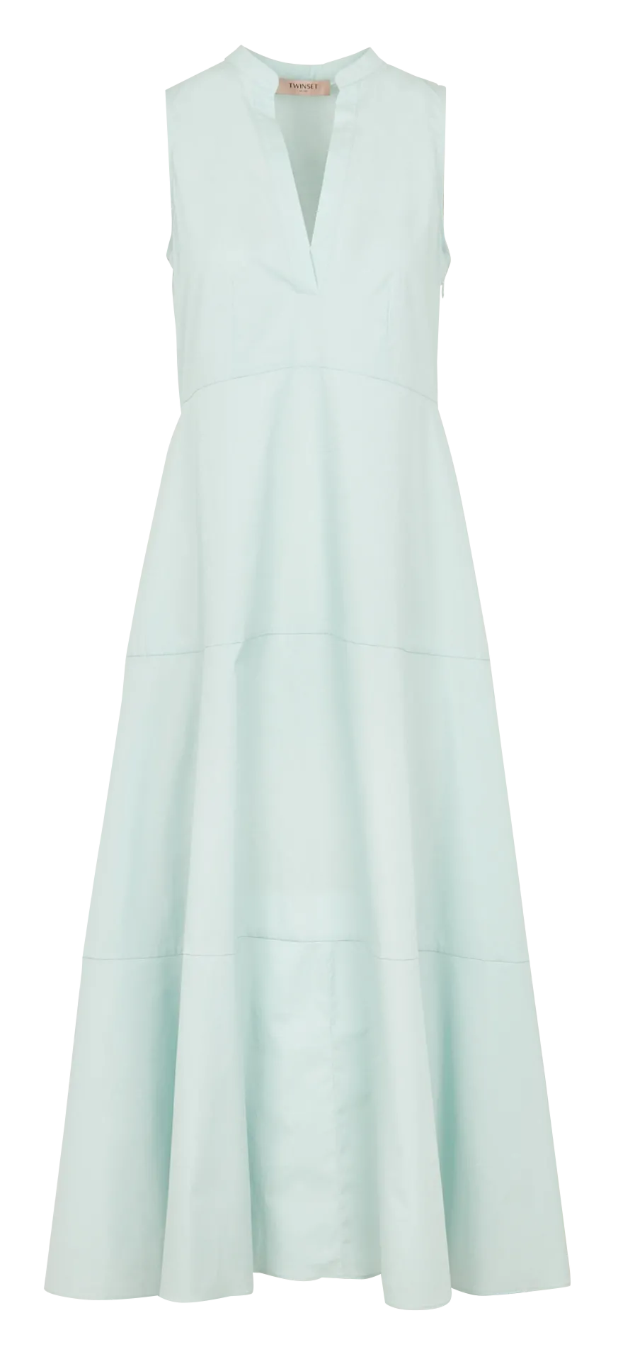 Robe longue col V en coton mélangé Vert