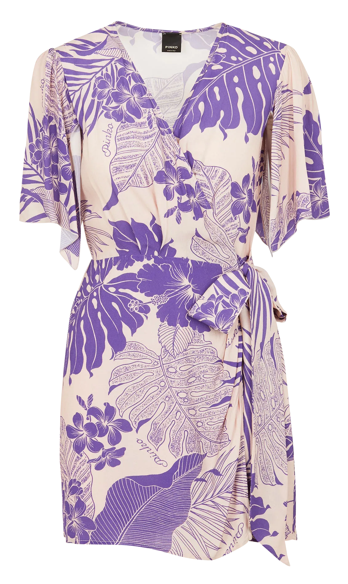 Robe courte col V imprimée Violet ACCOLTO