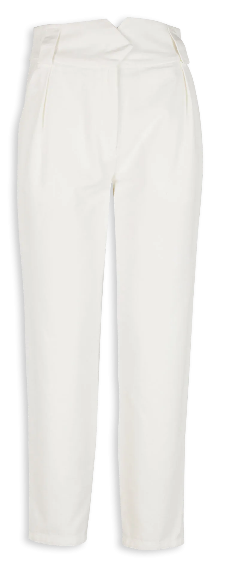 Pantalon carotte taille haute en coton Beige PACIFIC