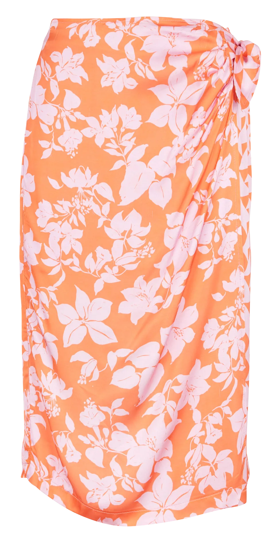 Jupe portefeuille droite imprimée Orange JUTEUSE