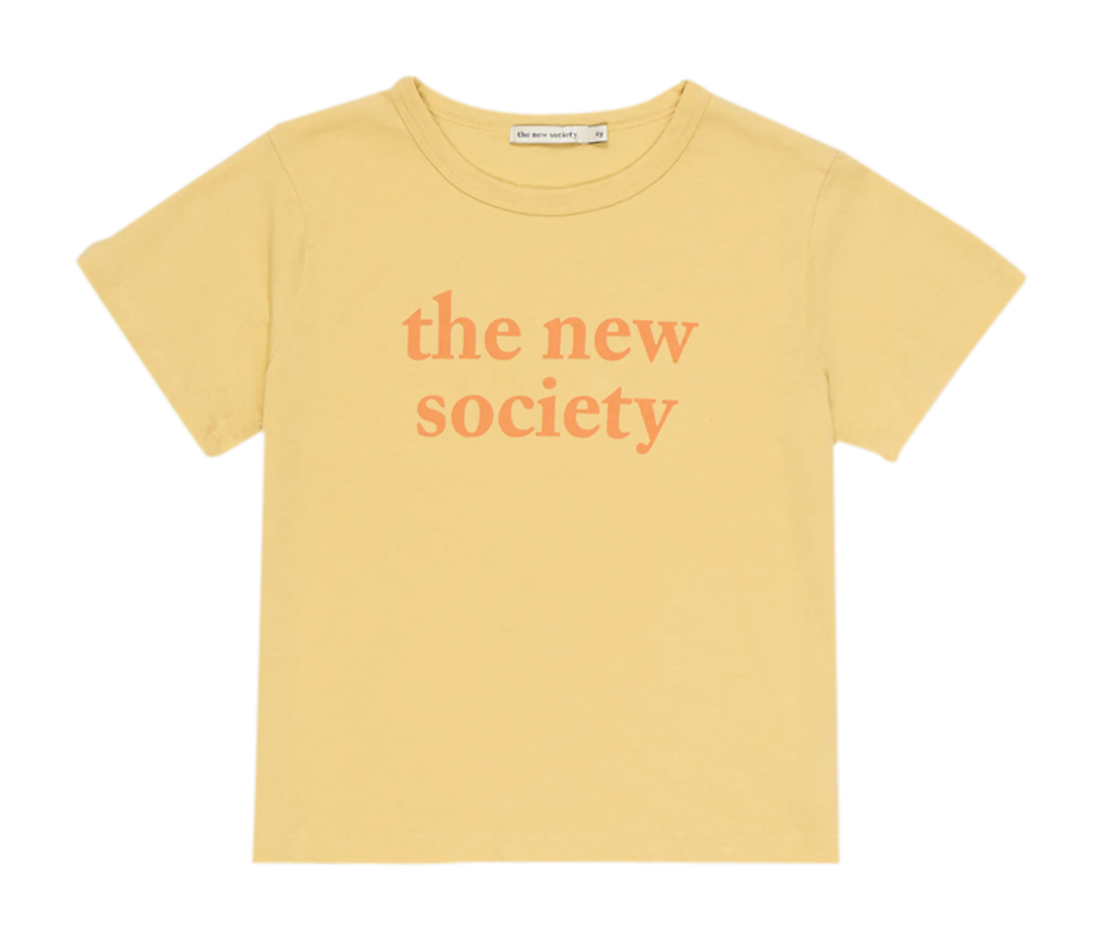 Tee-shirt droit col rond en coton sérigraphié Jaune LOGO PRINT