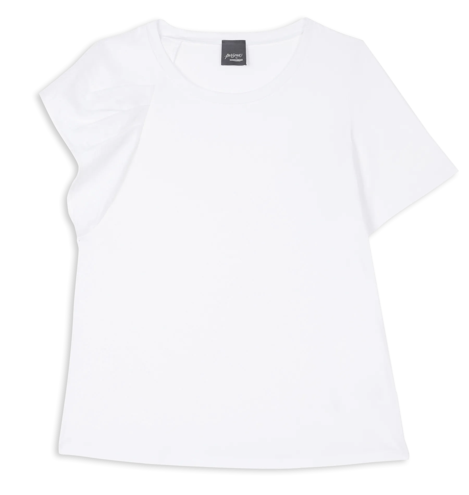 Tee-shirt coupe droite à encolure ronde en coton mélangé Blanc VASTO