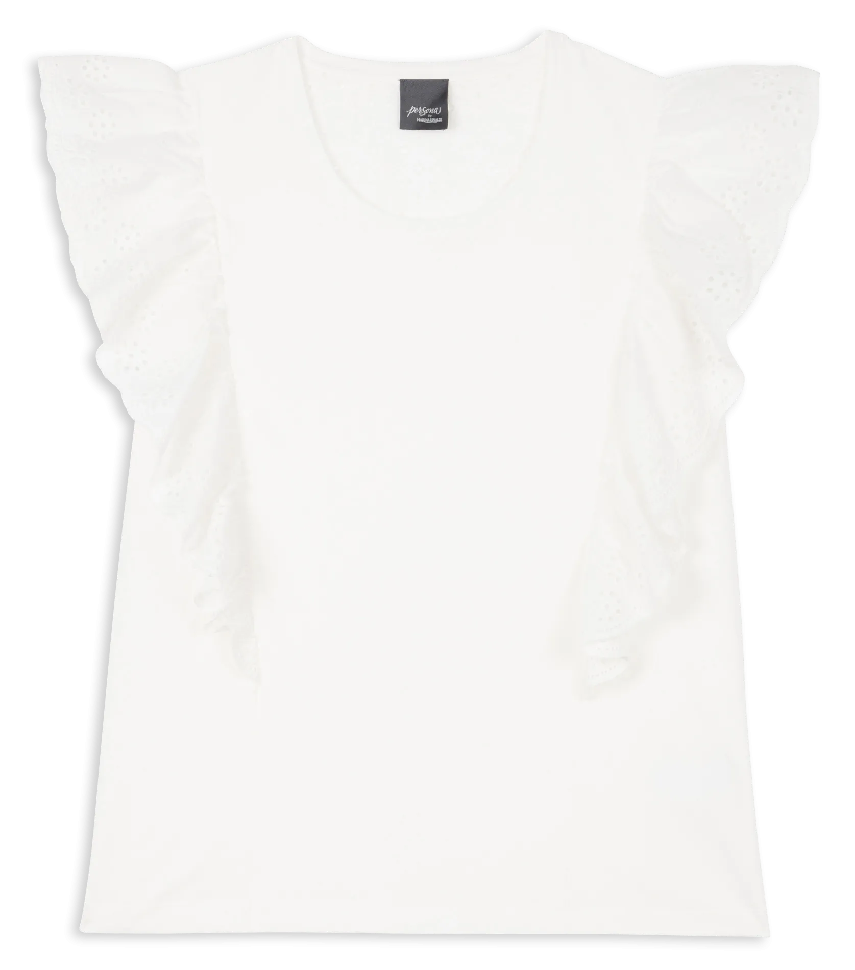 Tee-shirt droit col rond en coton mélangé Blanc VENTO