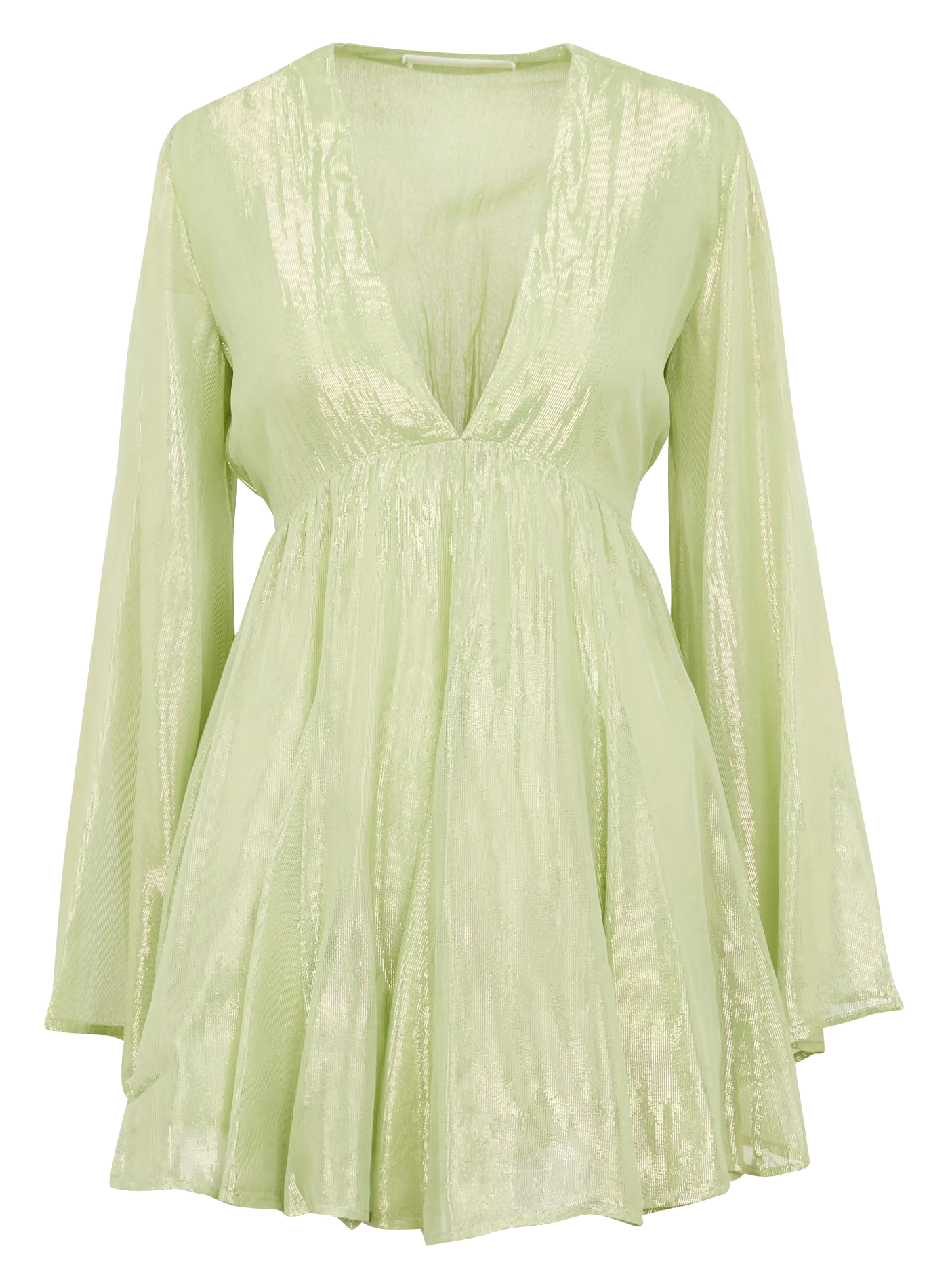 Robe courte col V évasée Vert MAUD