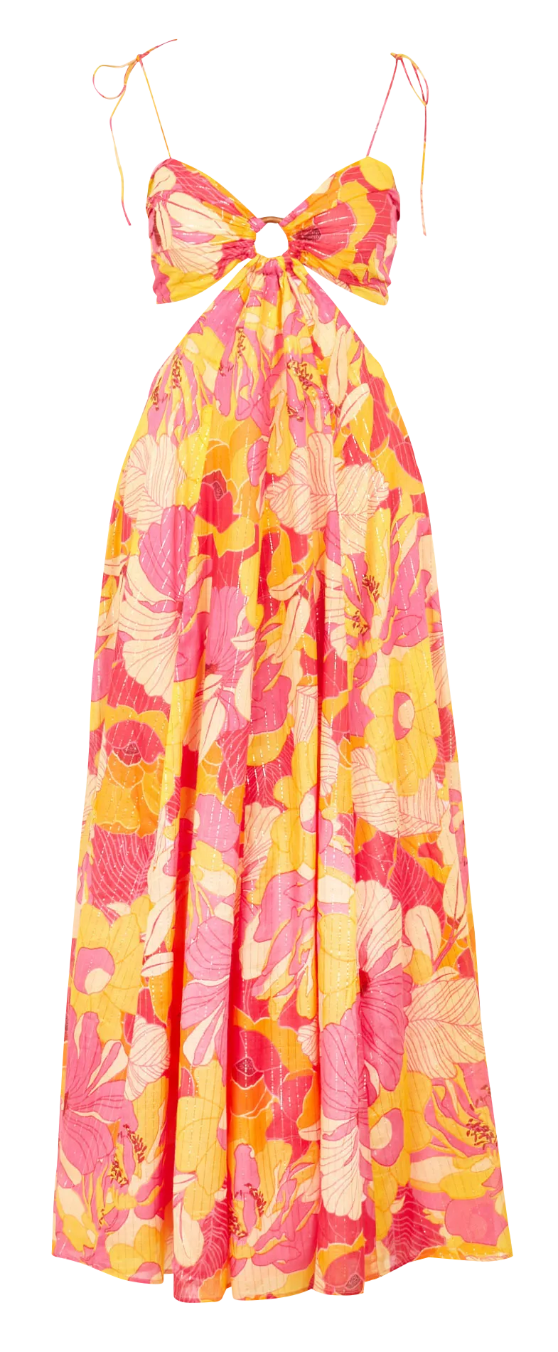 Robe midi imprimée fleuri en coton Multicolore MAGDA