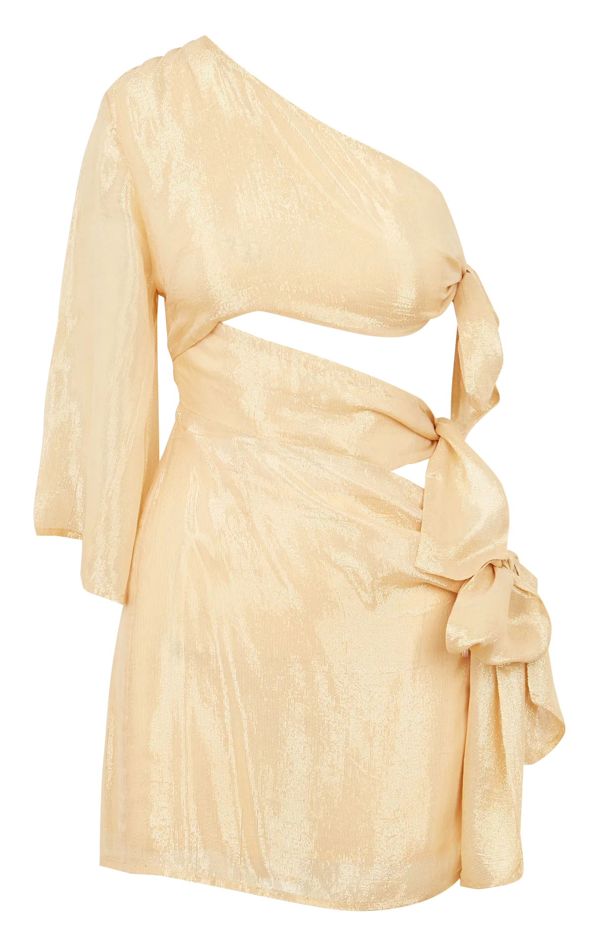Robe courte asymétrique avec fils métallisés Beige LUDMILA