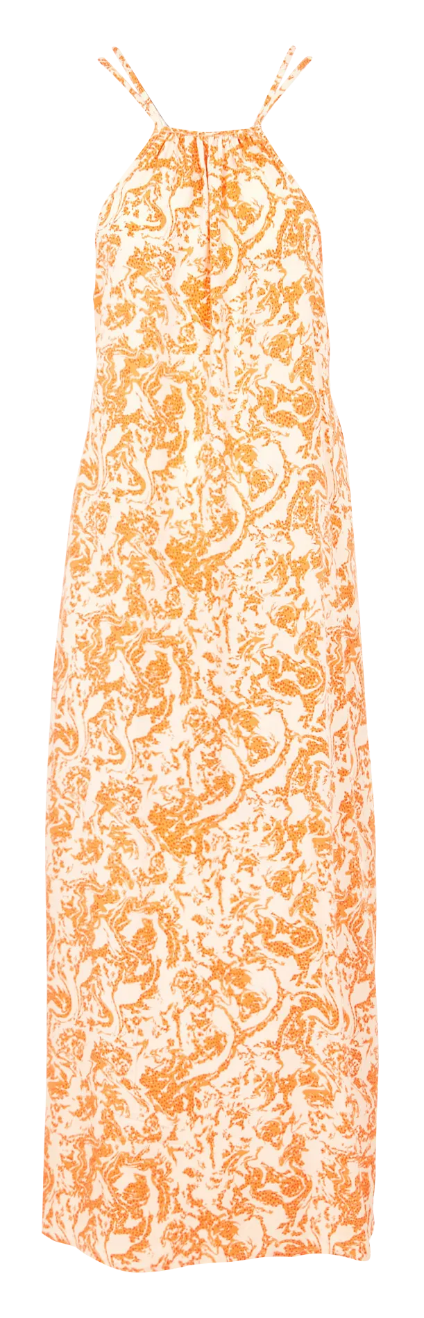 Robe longue encolure carrée imprimée Orange IBRA