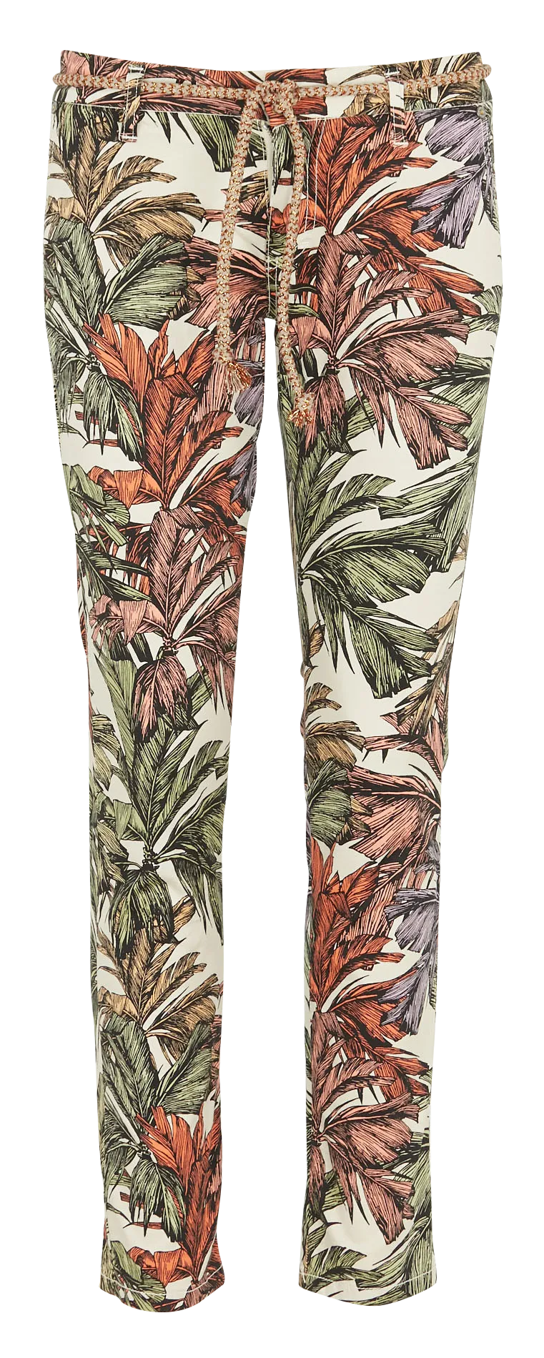 Pantalon slim imprimé en coton mélangé Beige