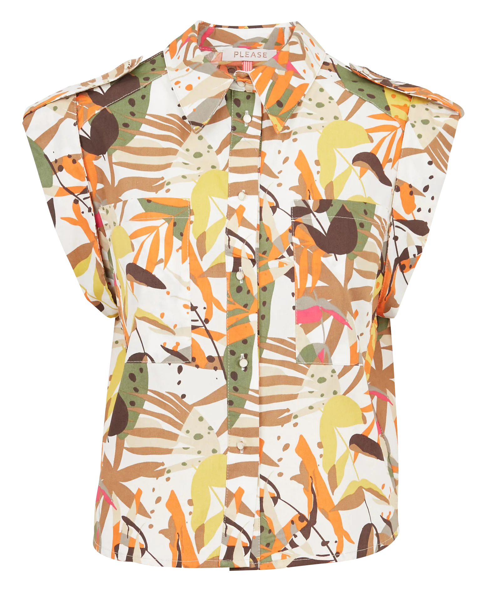 Chemise col classique ample en coton Kaki