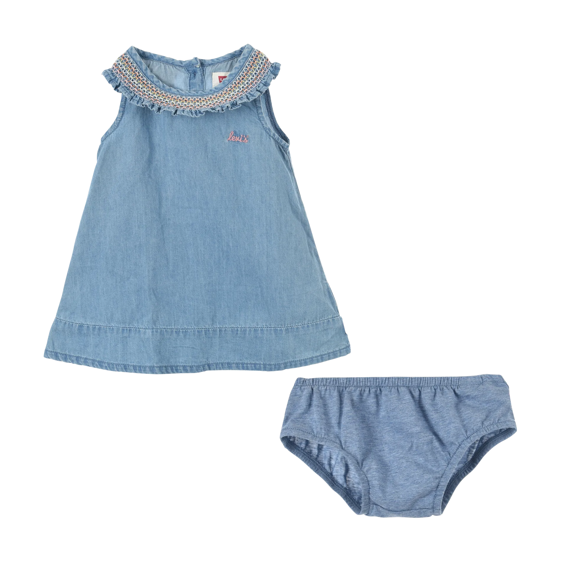 Robe courte en jean avec bloomer en coton Bleu