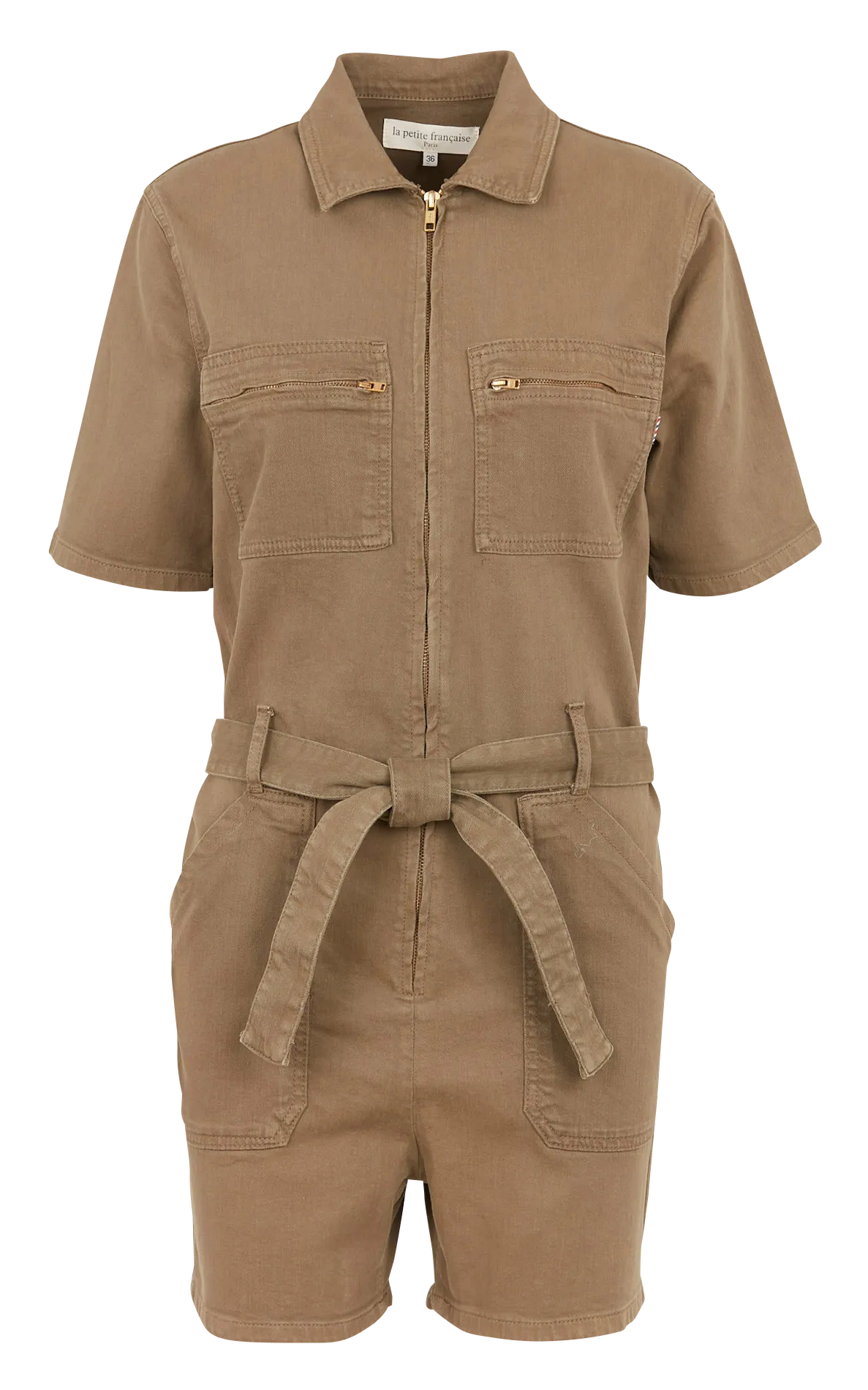 Combi short col classique en coton mélangé Vert CAPUCINE