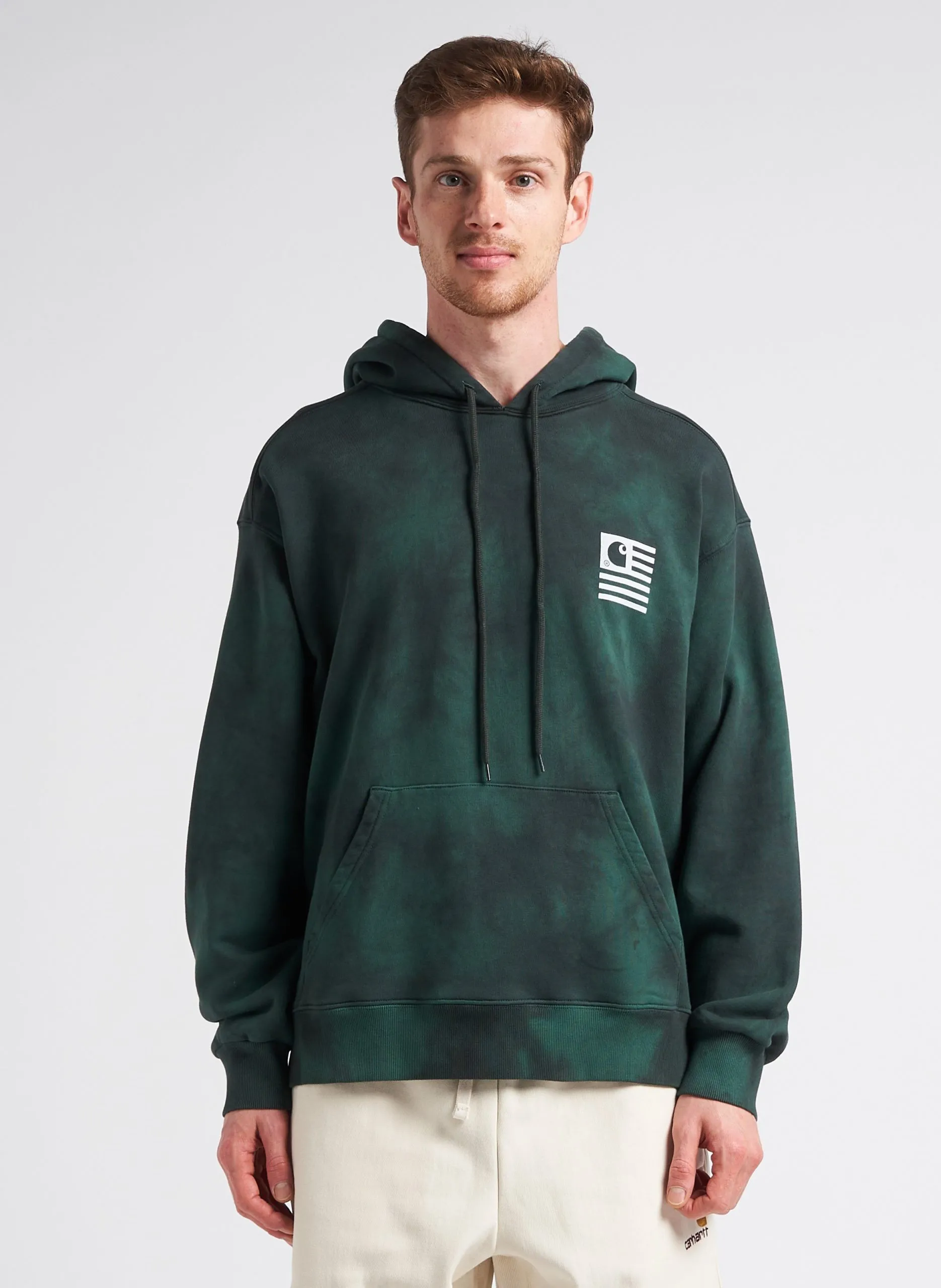 Sweat à capuche regular-fit sérigraphié en coton Vert CHROMO