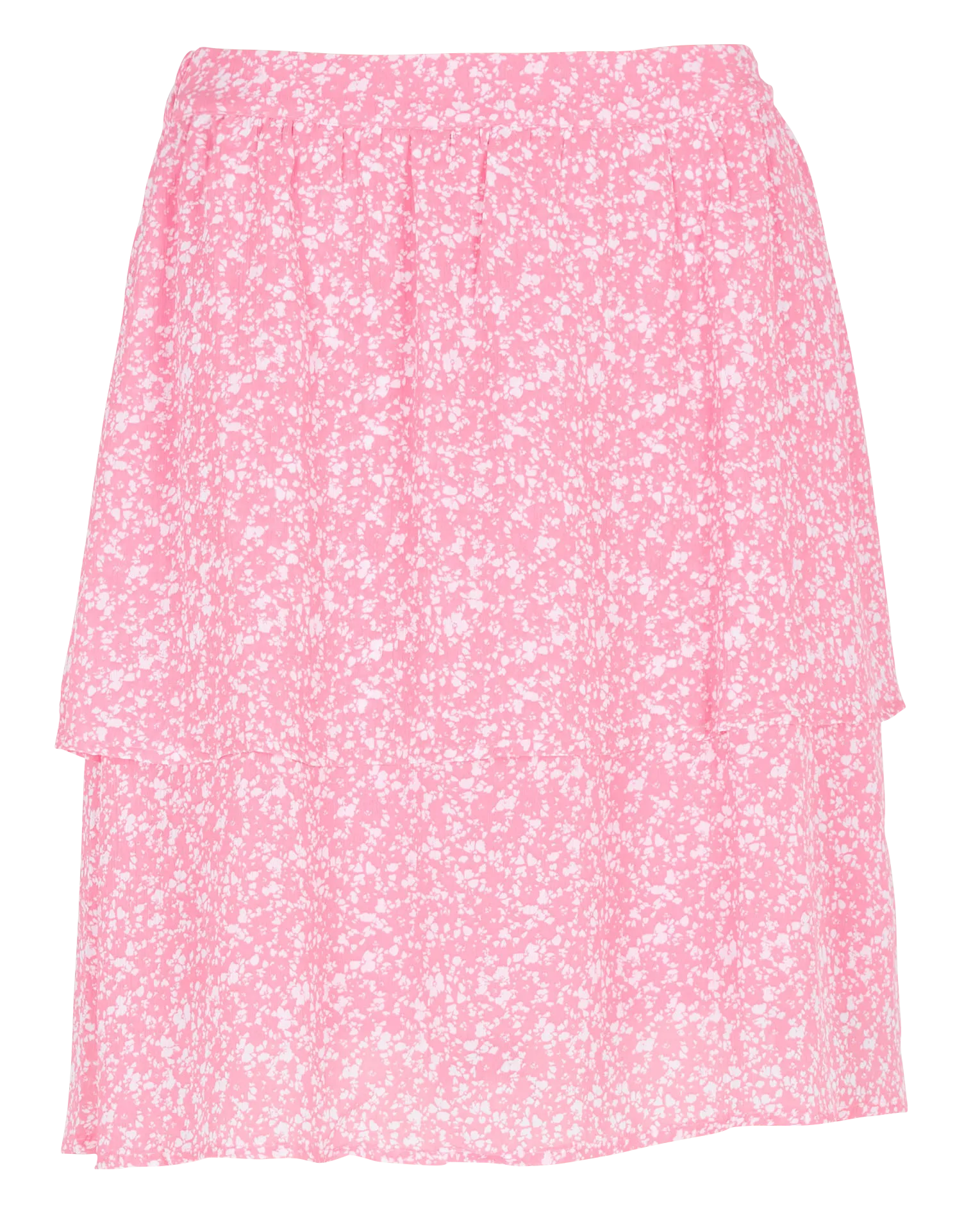 Jupe courte imprimé fleuri à volants Rose ELANINA