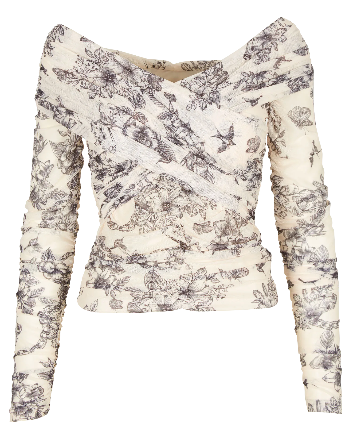 Top encolure ronde à imprimé floral Noir