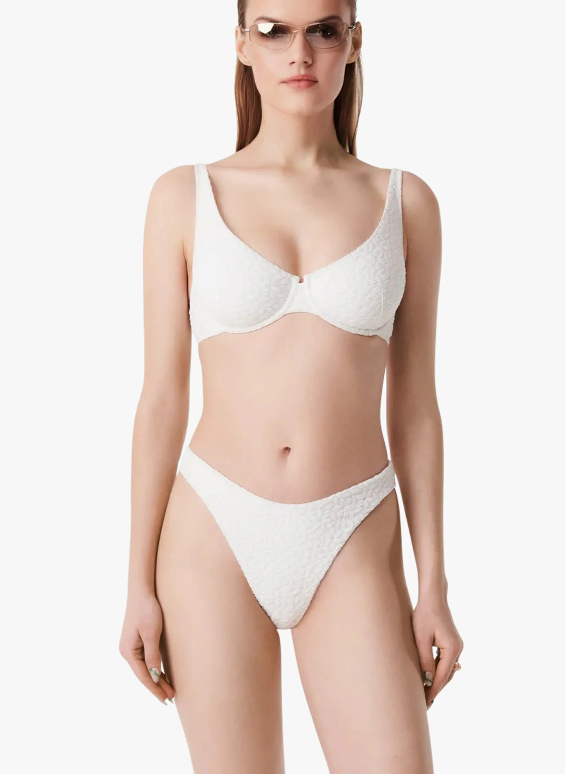 Bas de bikini en jacquard Blanc ENZO
