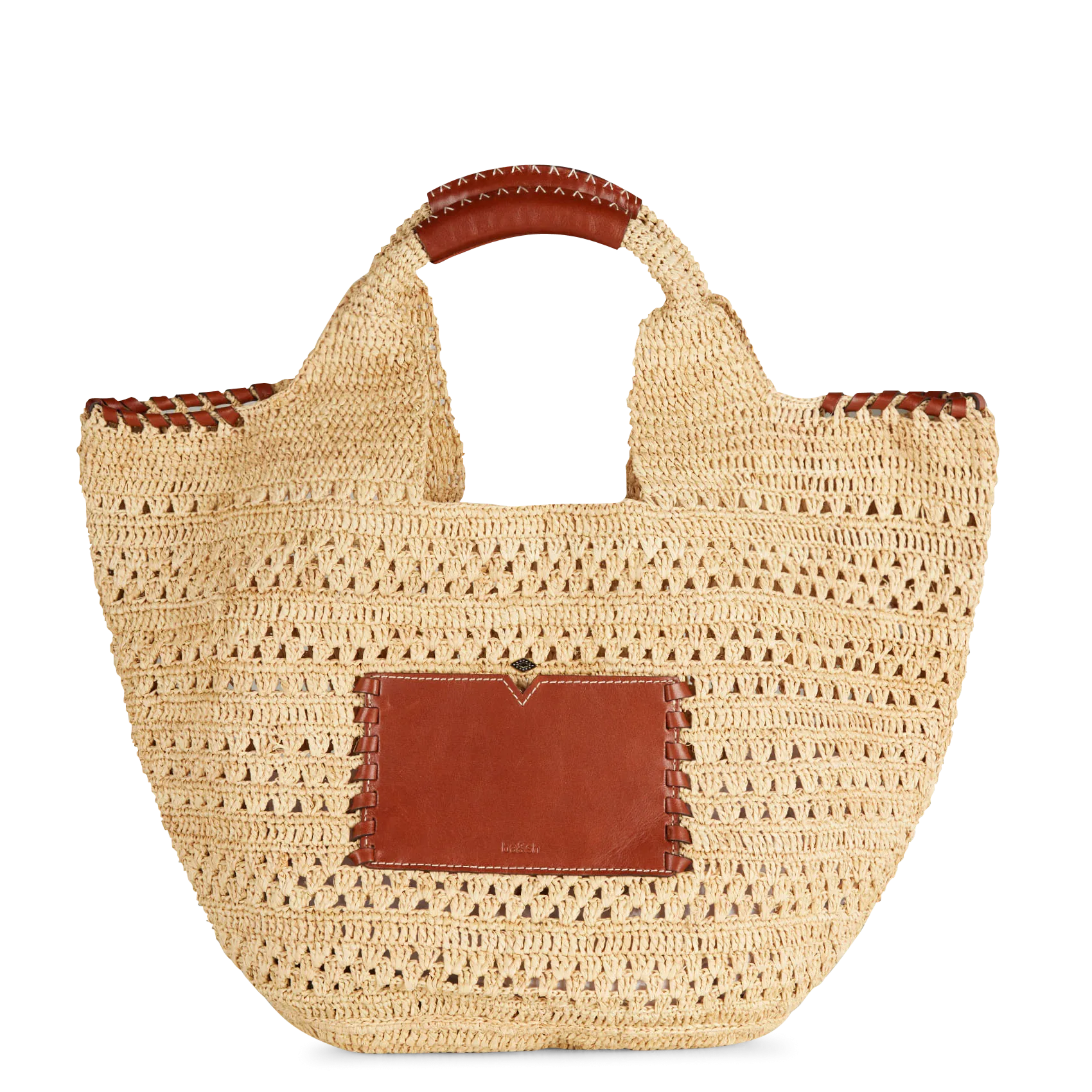 Sac cabas en paille et cuir Marron ARA