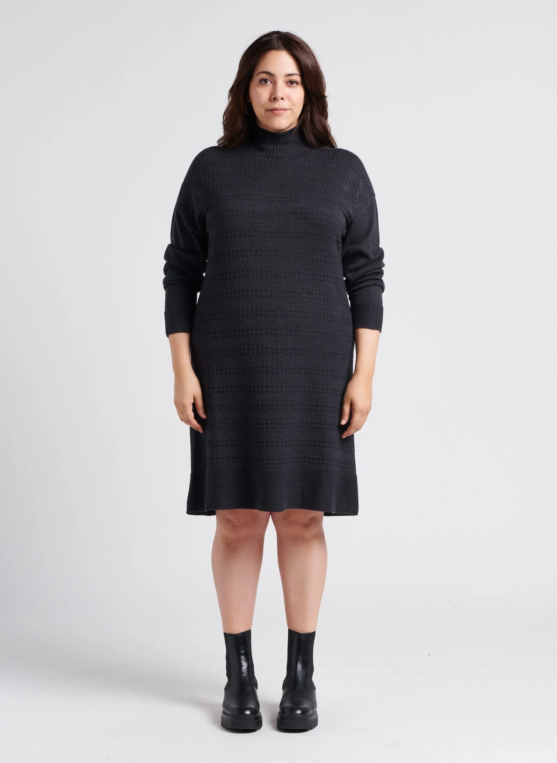 Robe pull col montant en laine vierge mélangée Gris GIADA