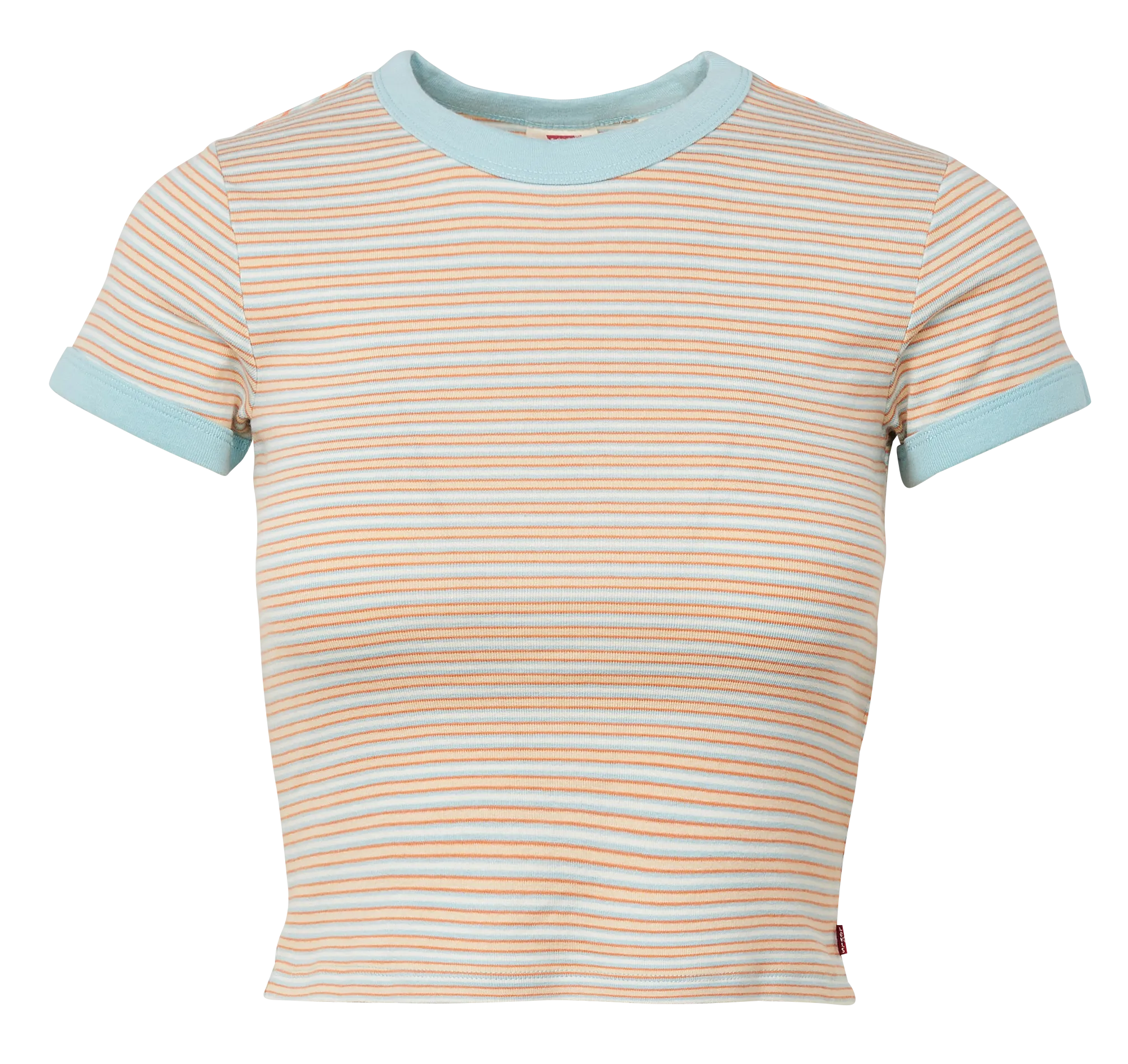 Crop top col rond à rayures en coton Bleu RINGER MINI TEE