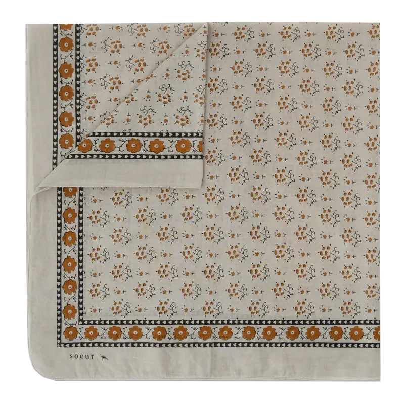 Foulard imprimé fleuri en coton Gris