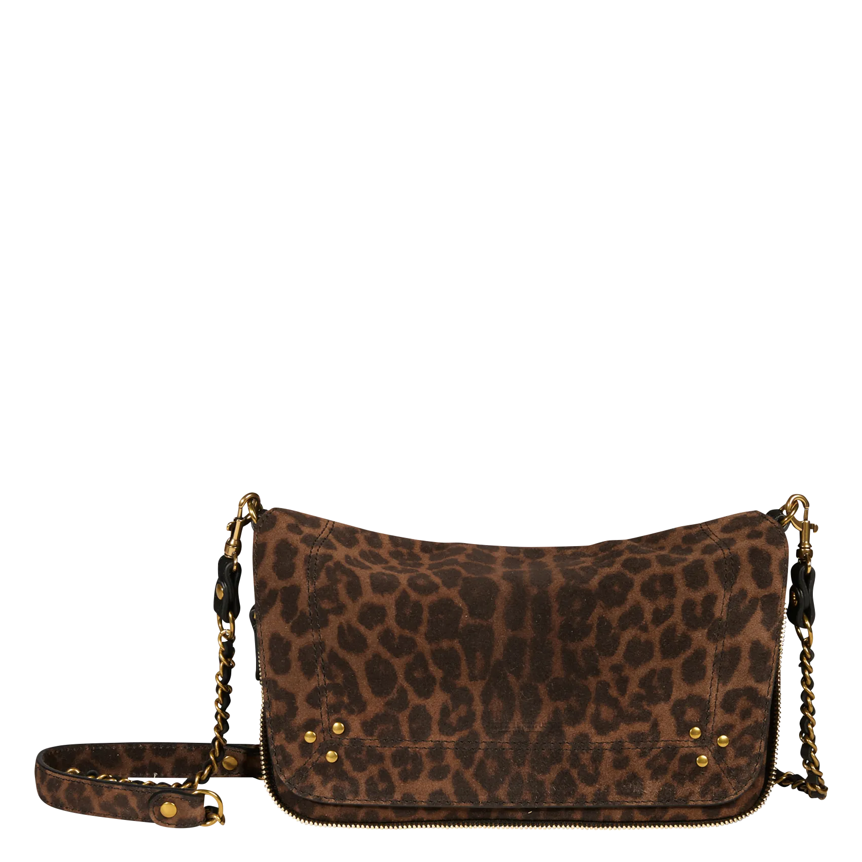 Sac bandoulière imprimé en cuir velours Marron BOBI S