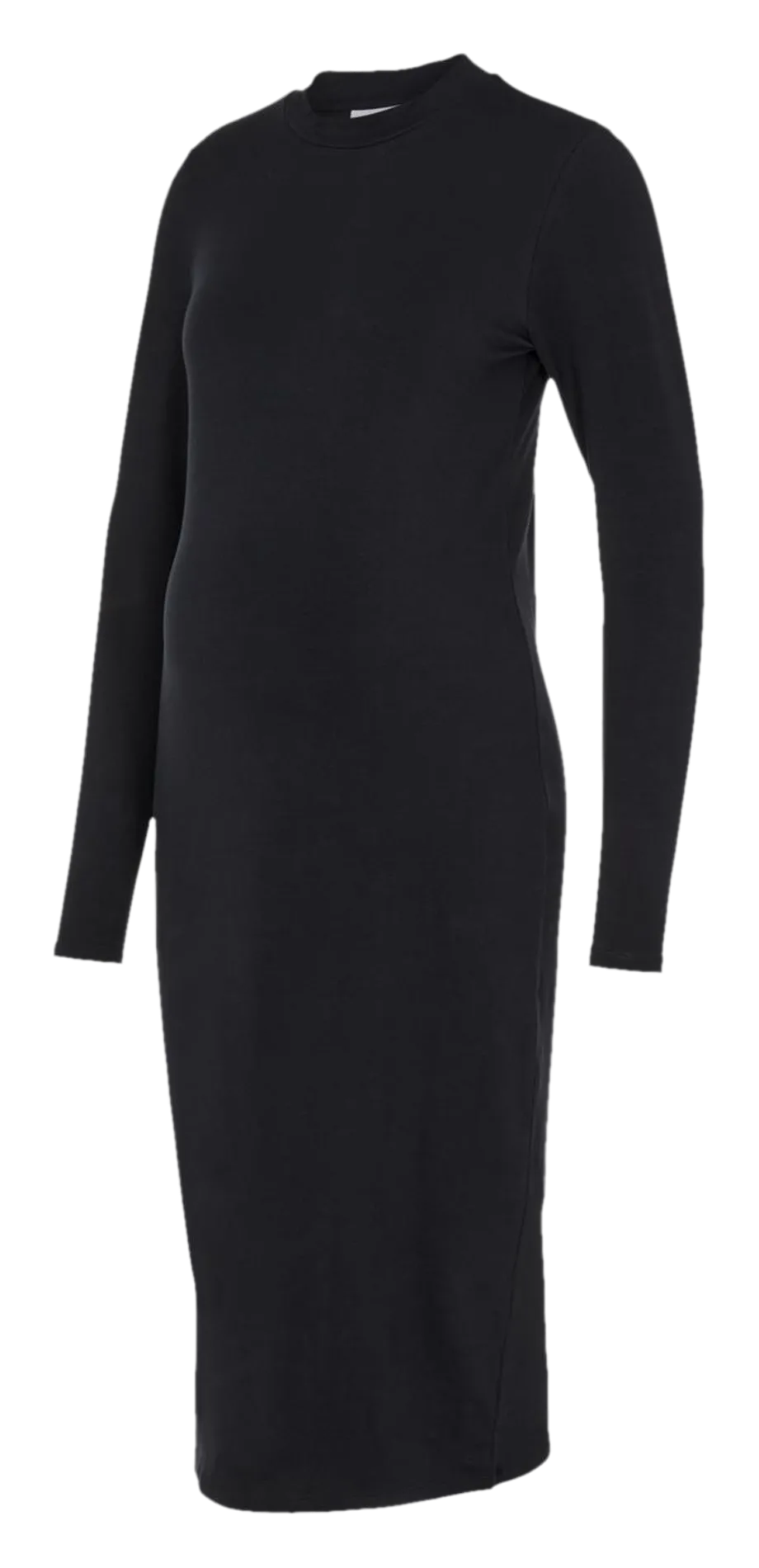 Robe midi moulante à col montant en coton bio mélangé Noir LEVA