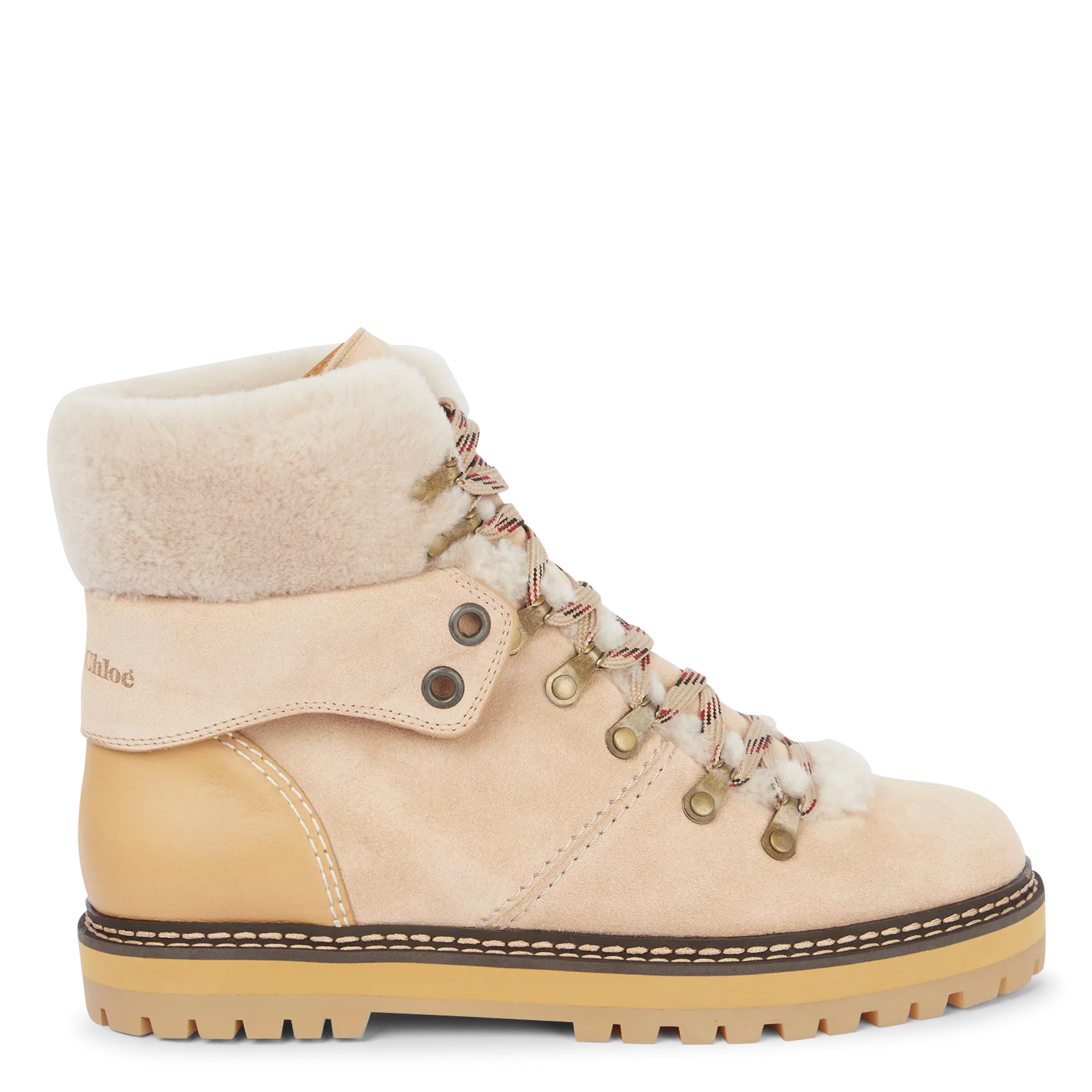 Bottines fourrées en cuir Beige