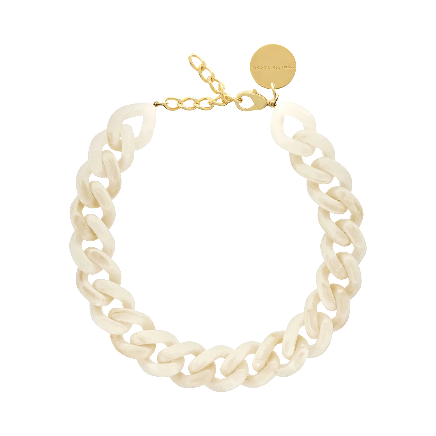 Collier à maillons marbrés Blanc FLAT CHAIN