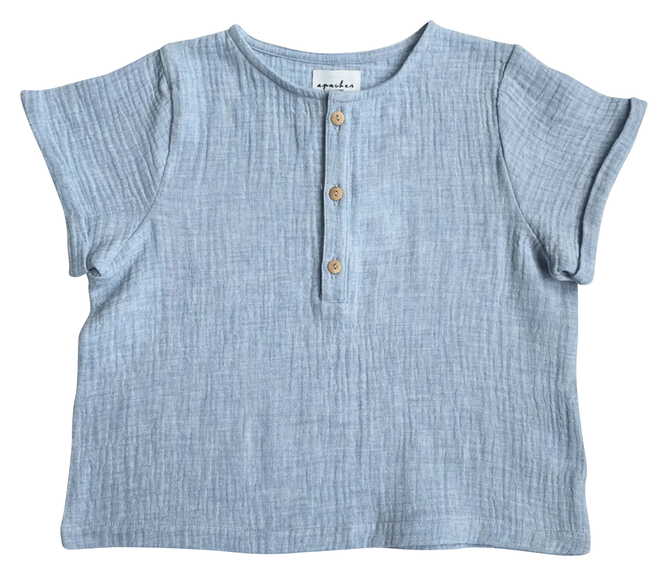 Tee-shirt col rond en coton Bleu MANI