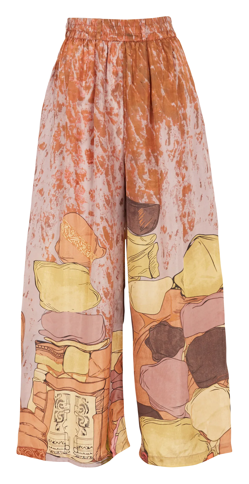 Pantalon large en soie Jaune SANGELITE