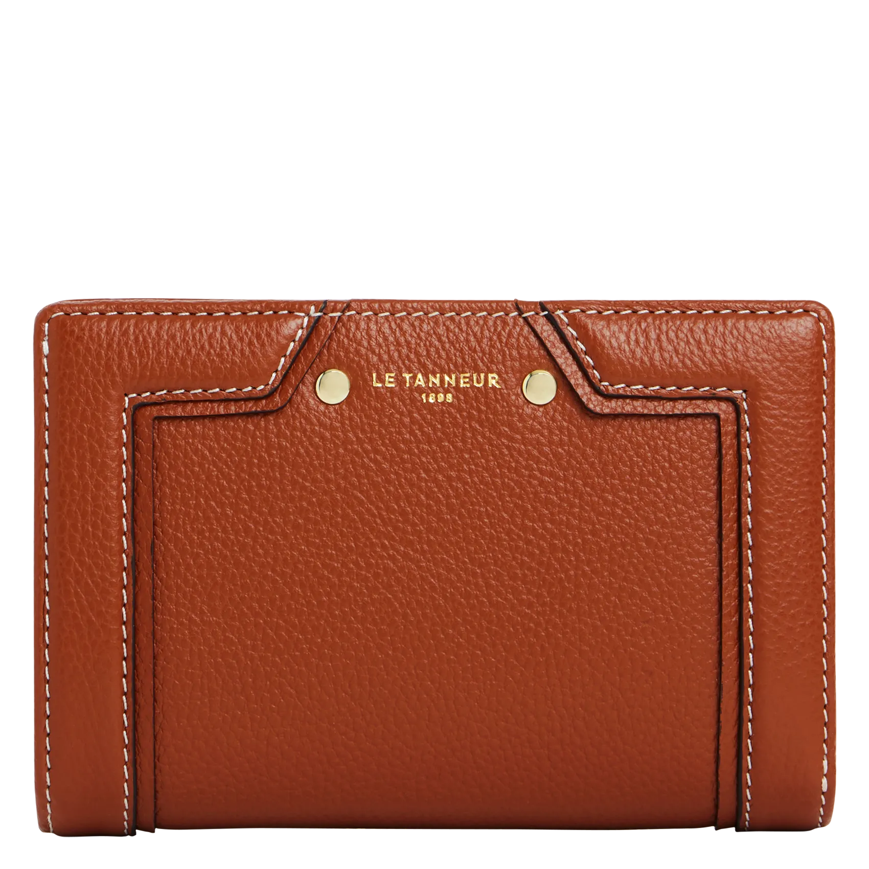 Portefeuille compact en cuir Marron ELLA