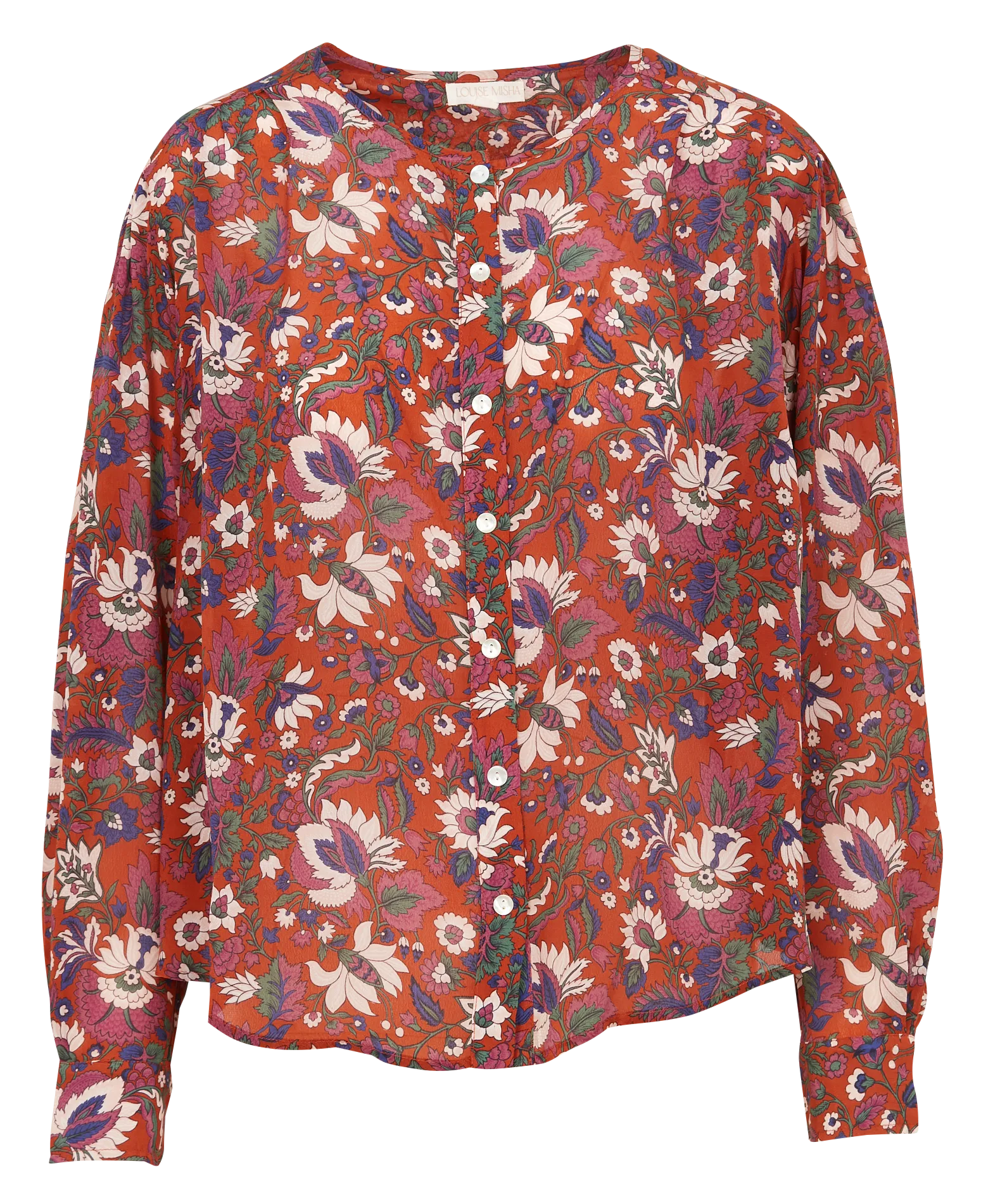 Blouse fluide col rond à imprimé Orange BERNA