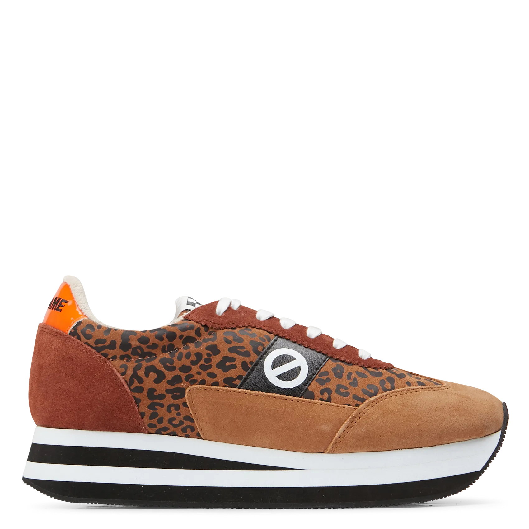 Baskets basses compensées en cuir mélangé Marron LEO