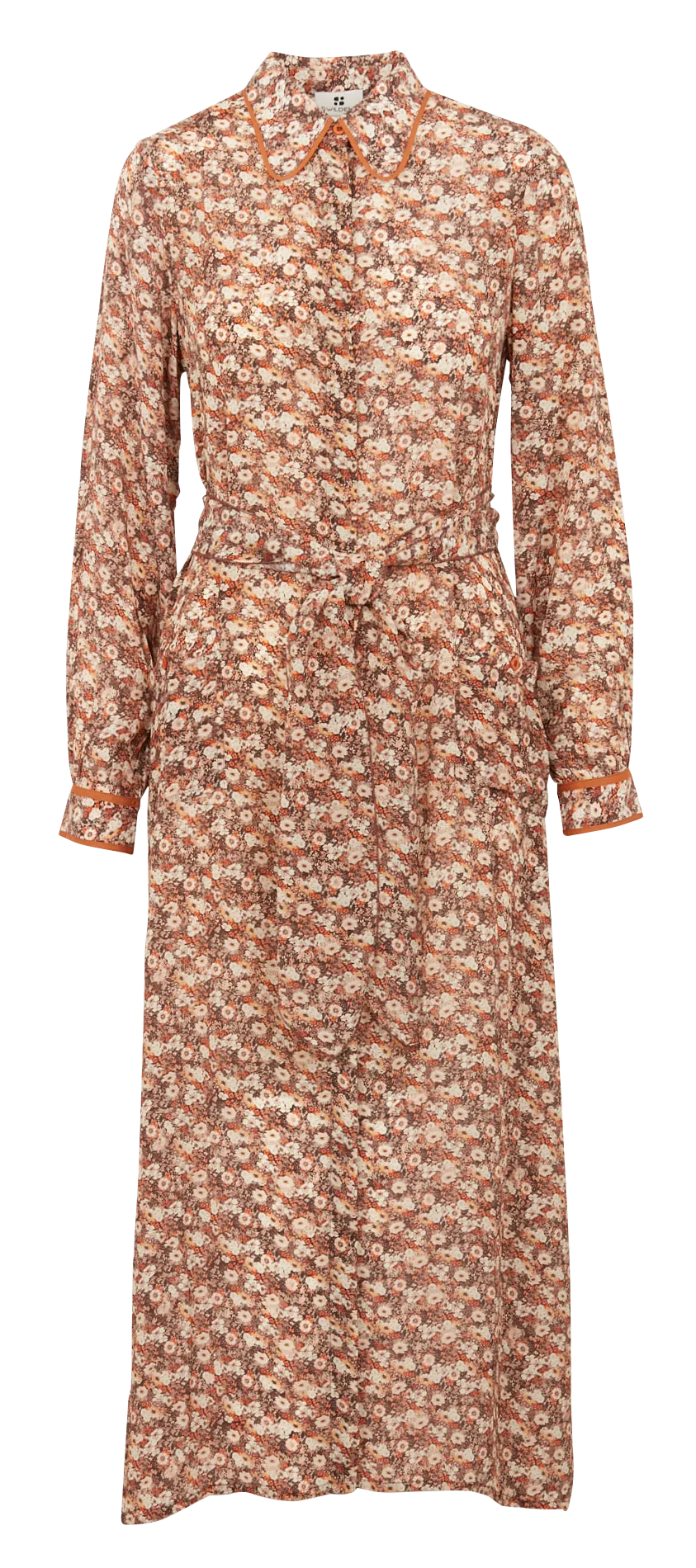 Robe longue col classique imprimée Orange EMY