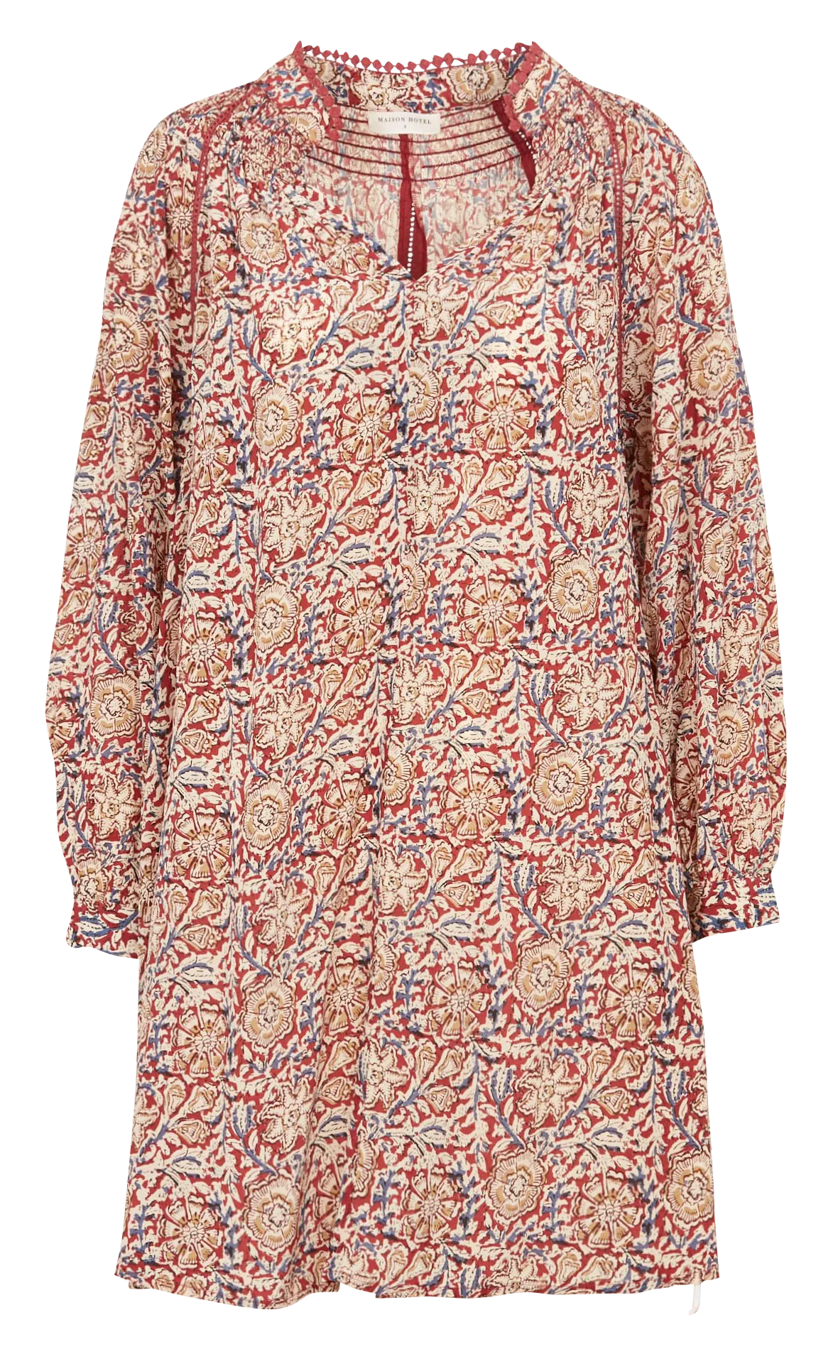 Robe courte col tunisien à imprimé floral Orange GUNU