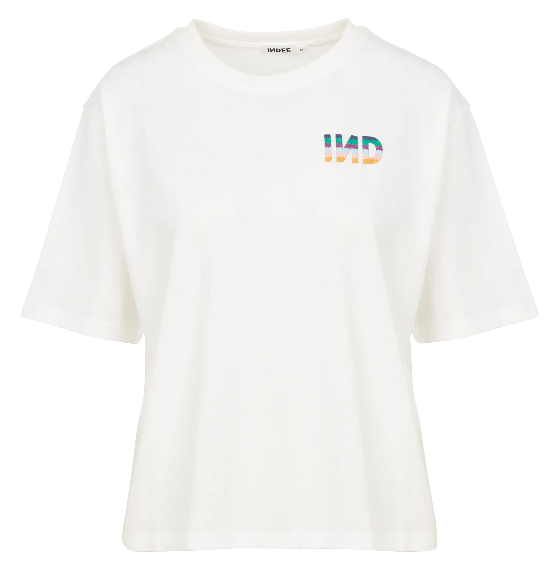 Tee-shirt col rond brodé en coton Blanc OTIS