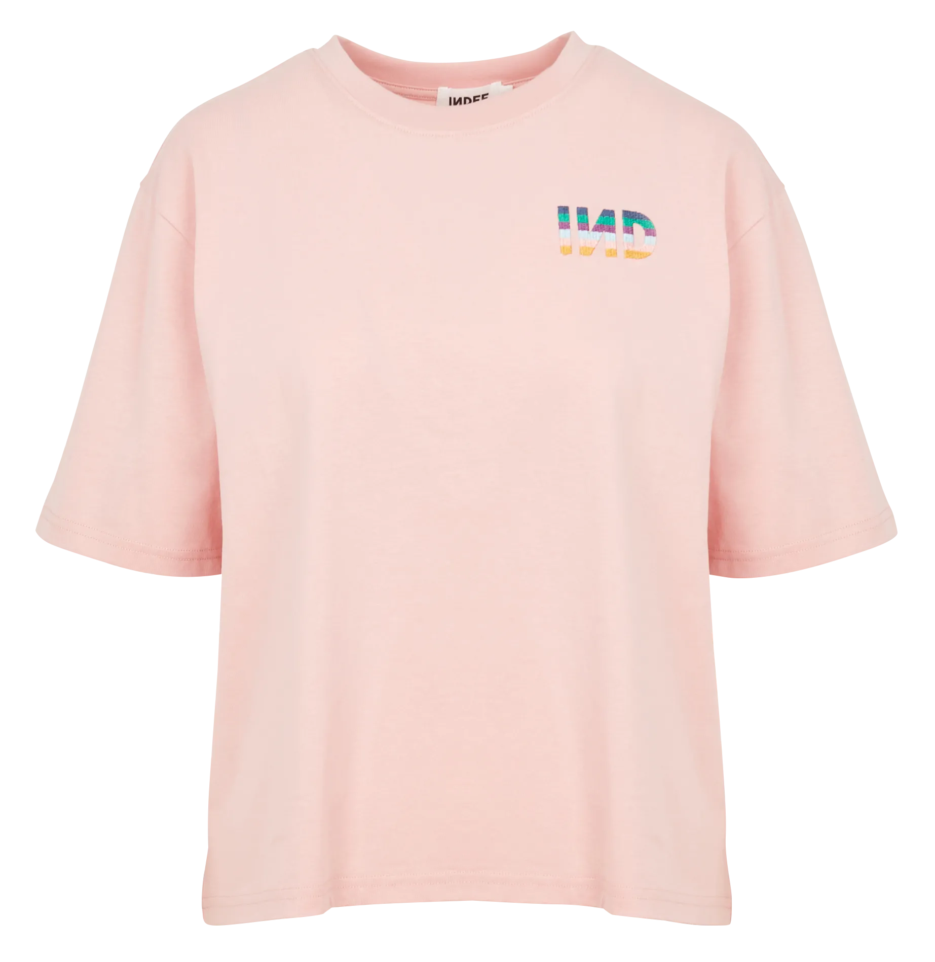 Tee-shirt col rond brodé en coton Rose OTIS