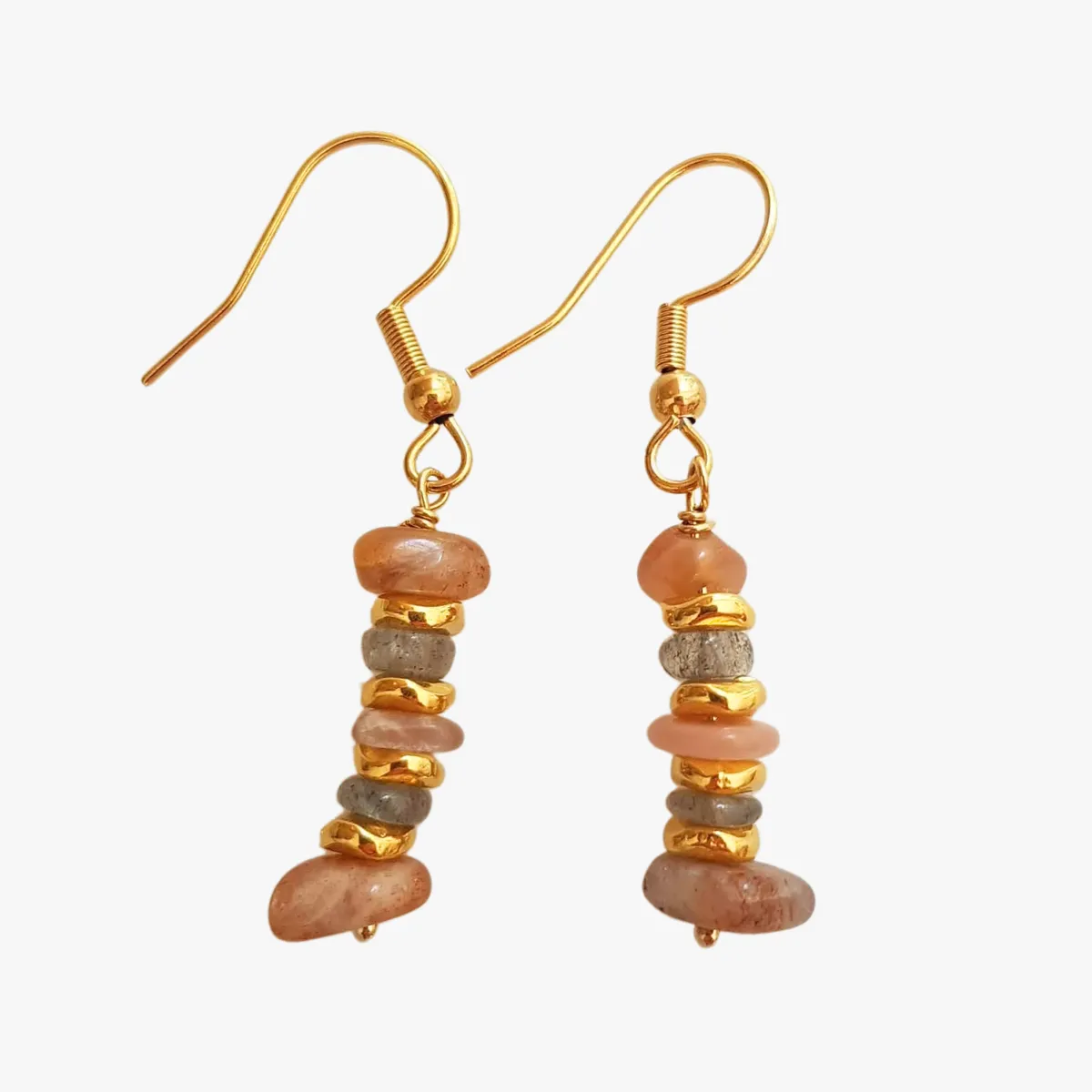 Boucles d'oreilles pierre de soleil Bleu KALINDA