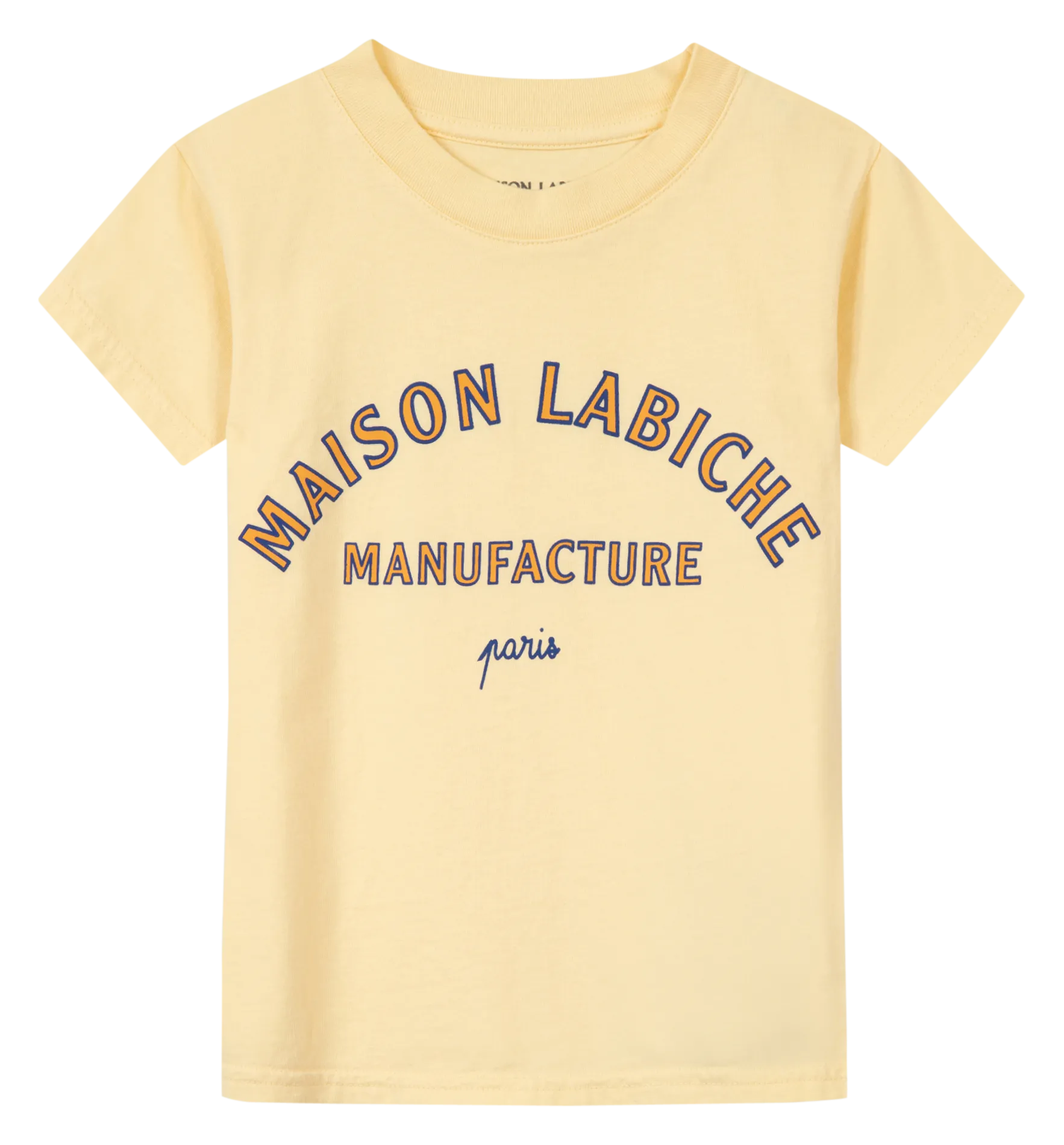 Tee-shirt col rond brodé en coton bio Jaune LEON MANUFACTURE