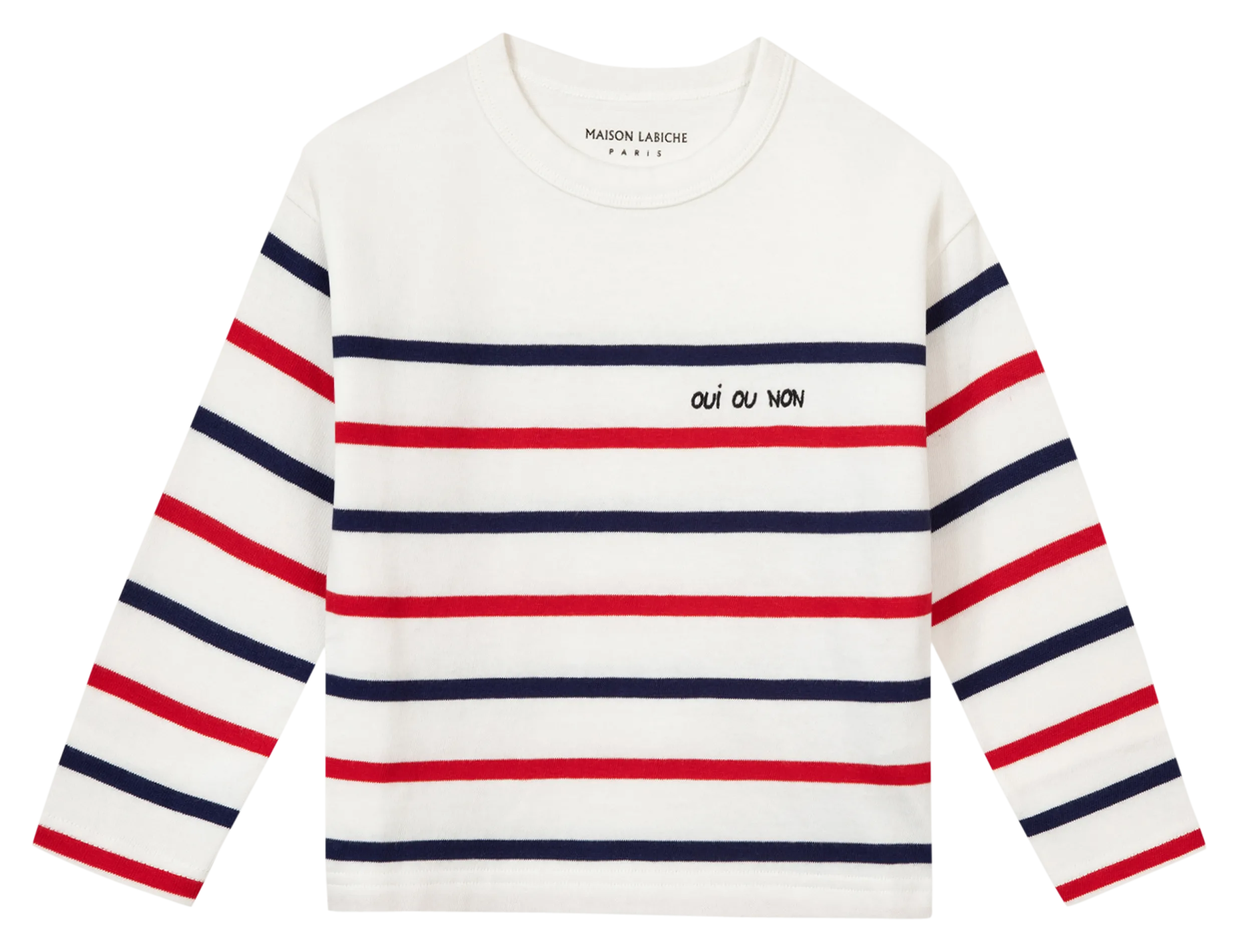 Tee-shirt col rond "oui ou non" en coton bio Blanc MOULIN OUI OU NON